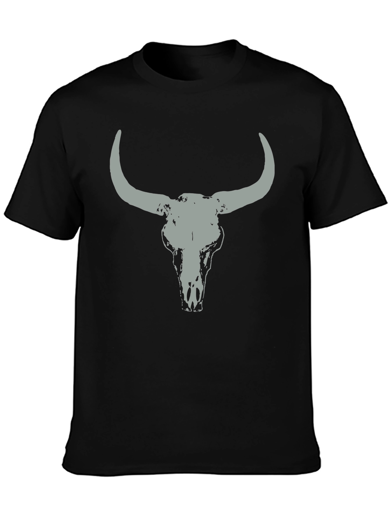Bull Skull Graphic Tee - Casual Black T-Shirt