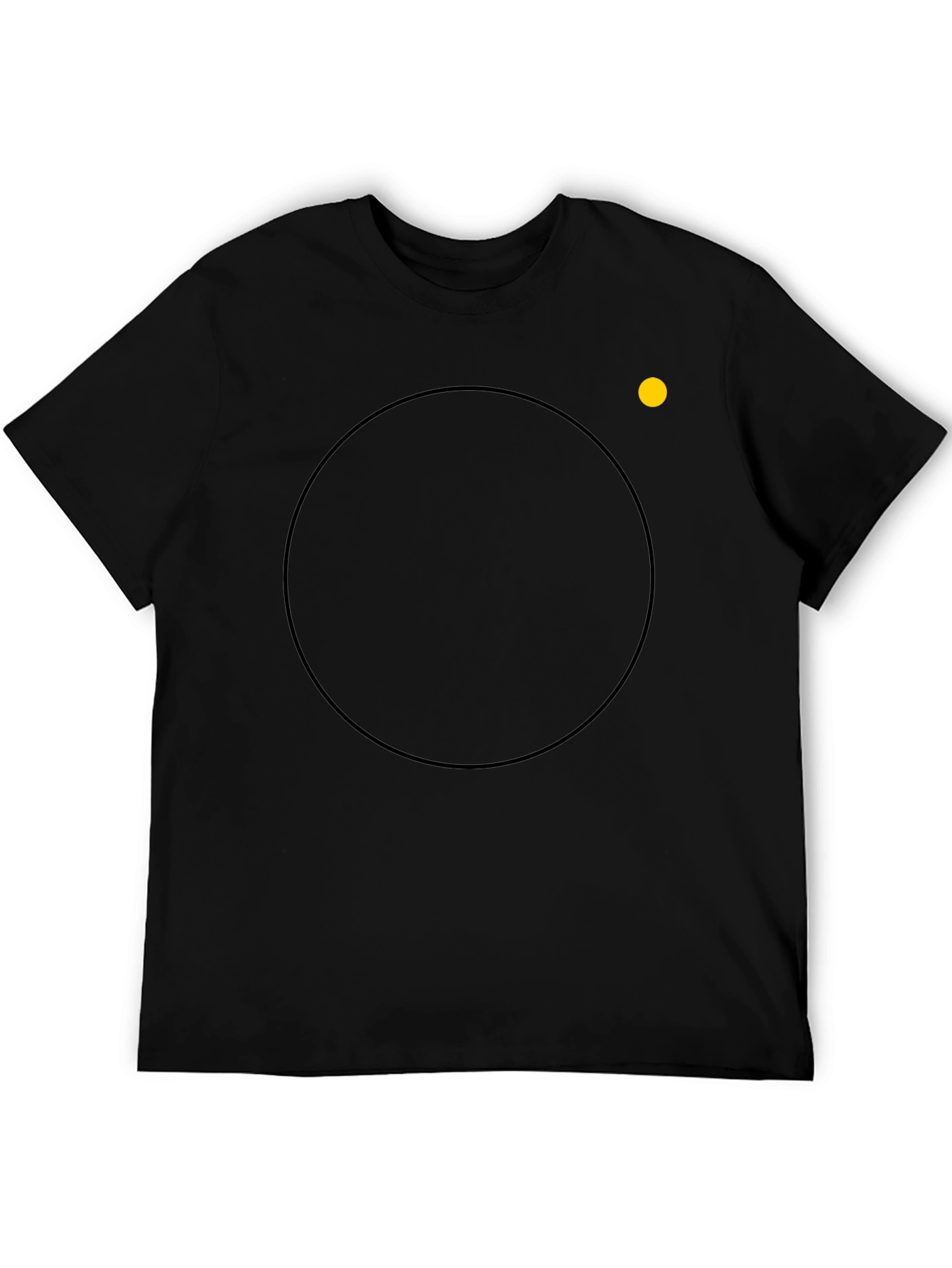 Mens Black Crew Neck T-Shirt with Circle Design