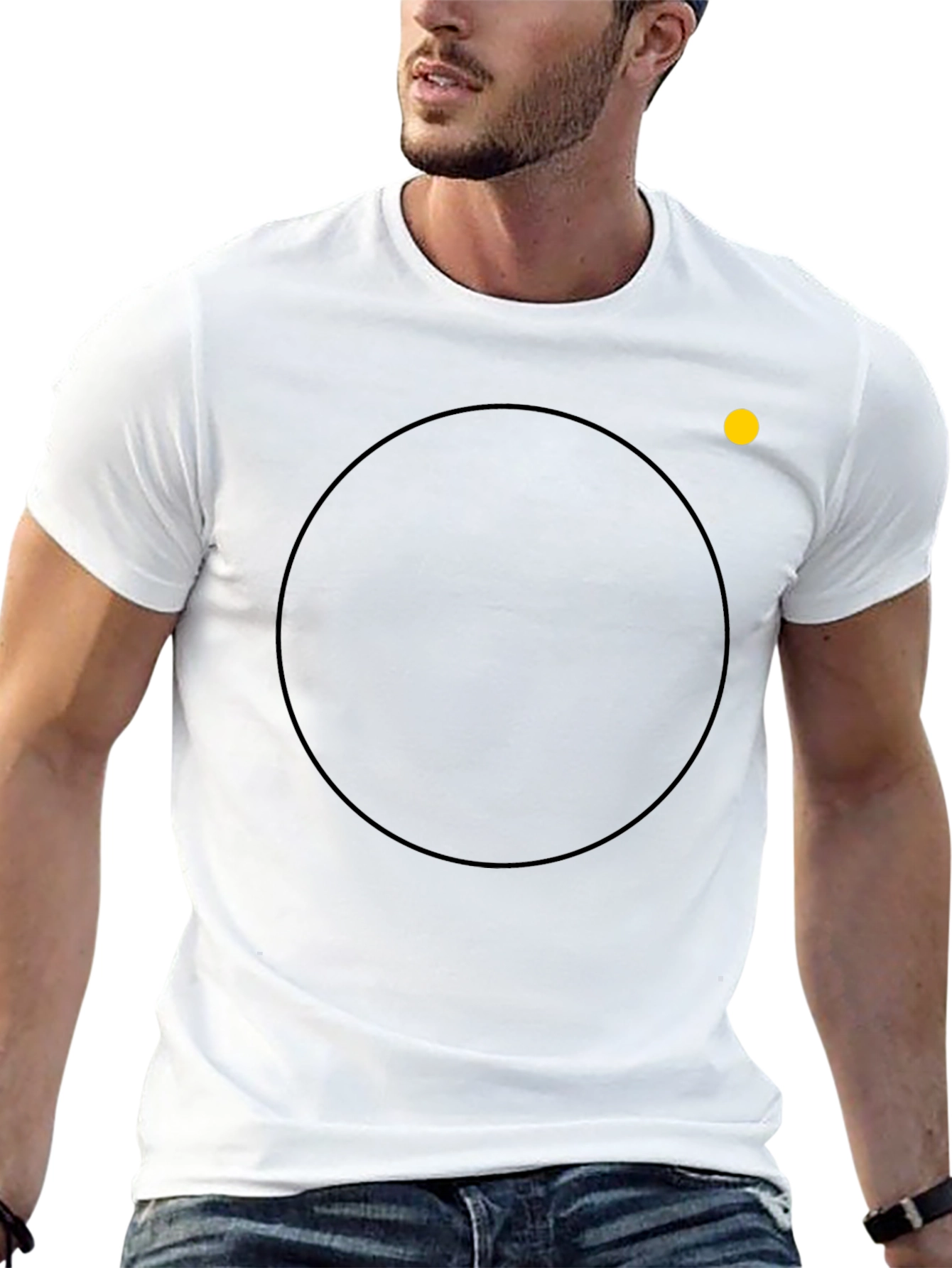 Mens Black Crew Neck T-Shirt with Circle Design