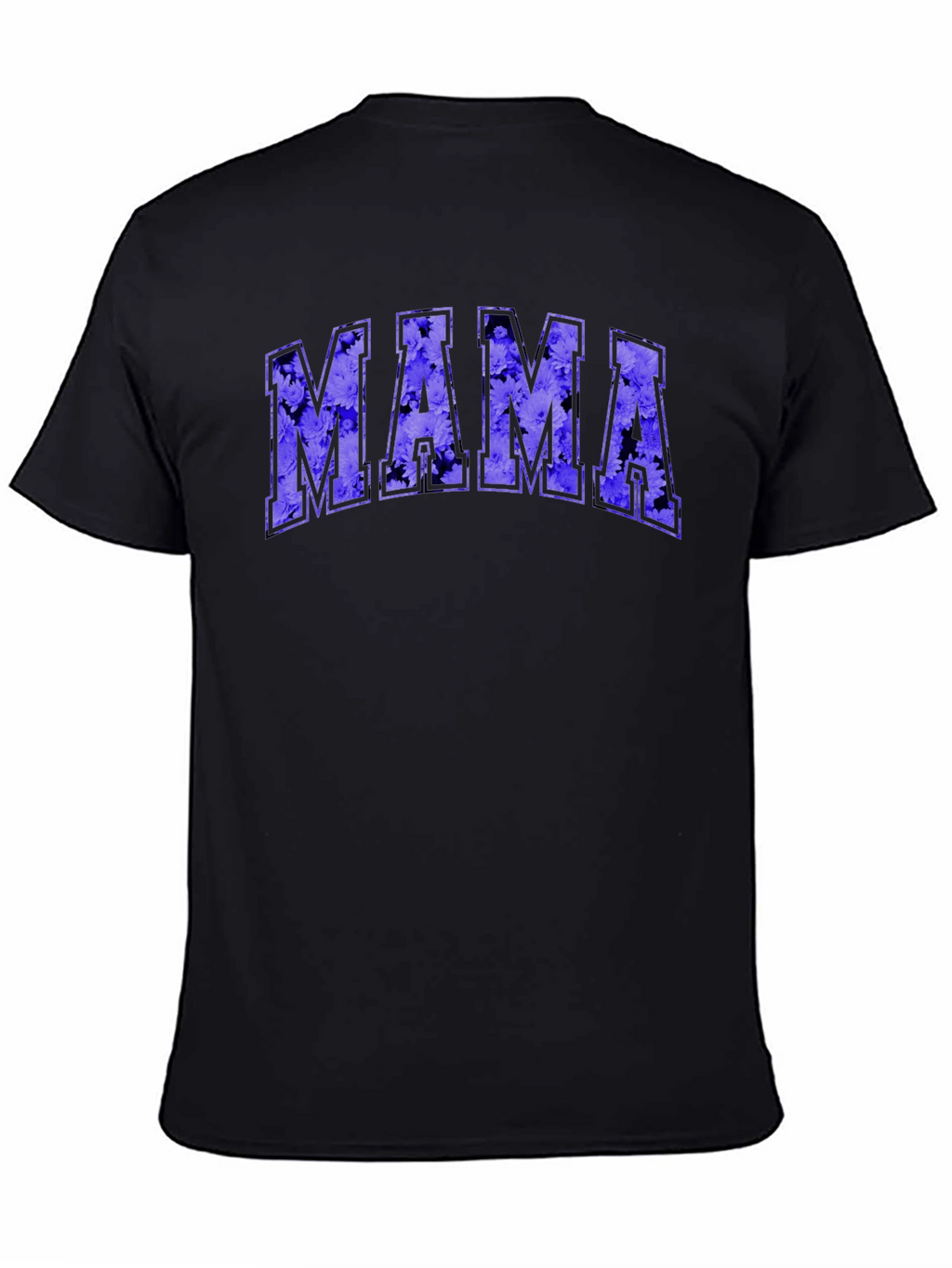 Mama Floral Print Black T-Shirt