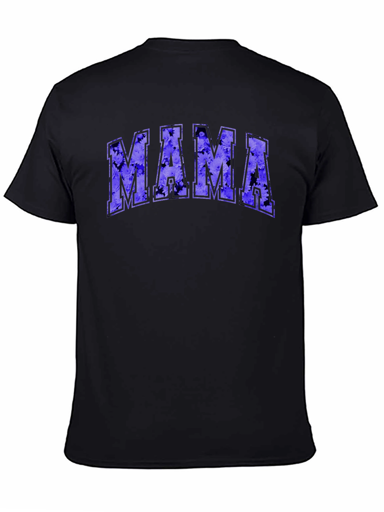 Mama Floral Print Black T-Shirt