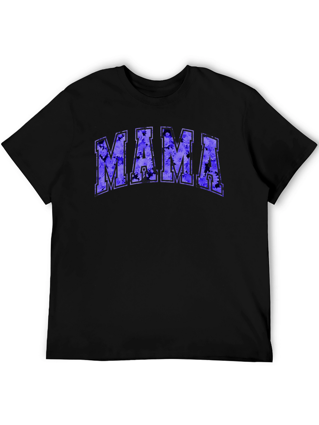 Mama Floral Print Black T-Shirt