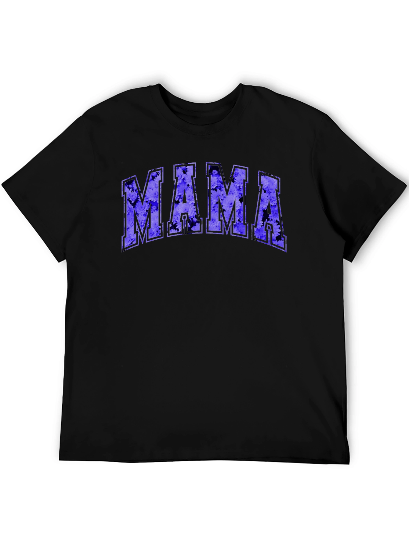 Mama Floral Print Black T-Shirt