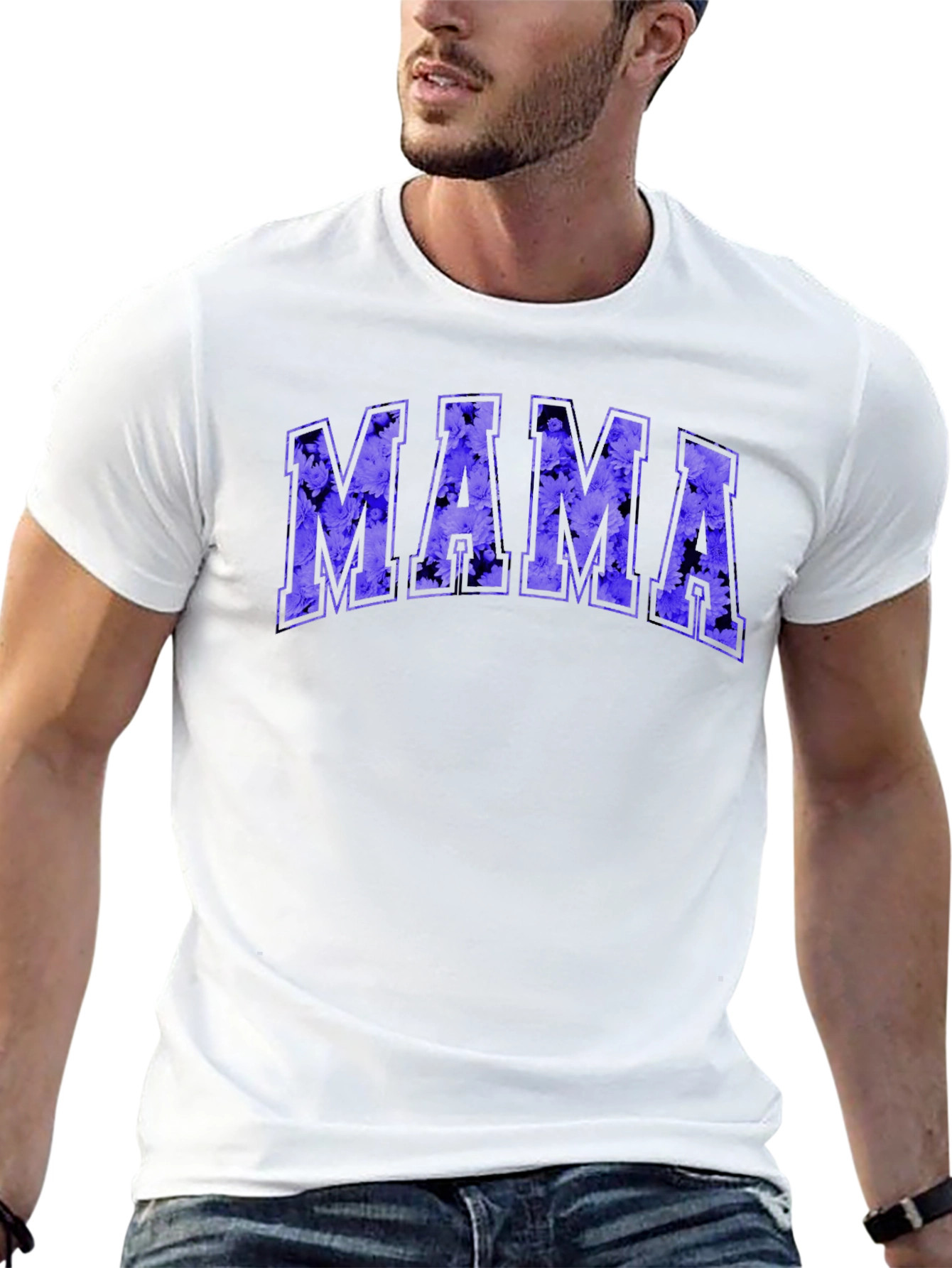 Mama Floral Print Black T-Shirt
