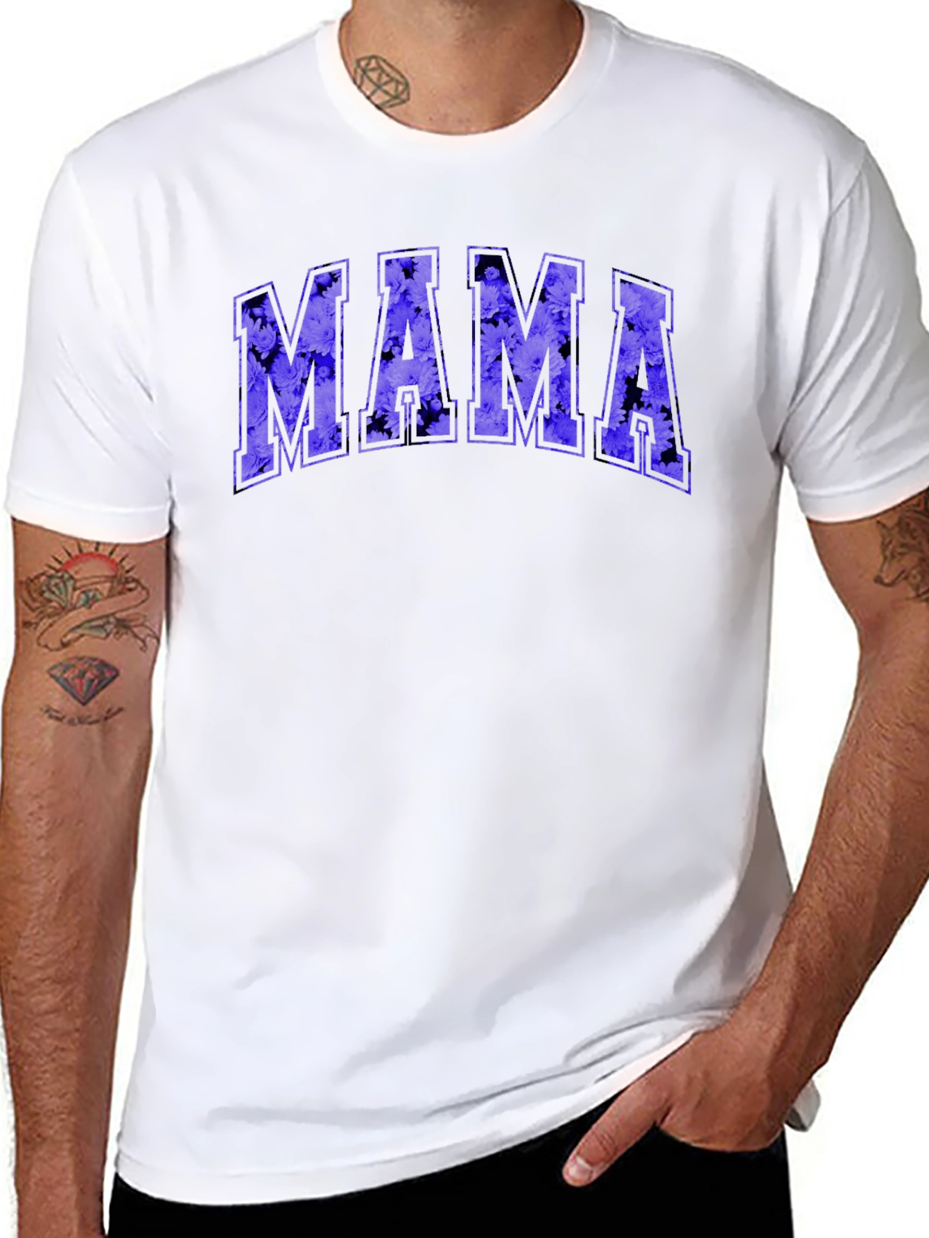 Mama Floral Print Black T-Shirt