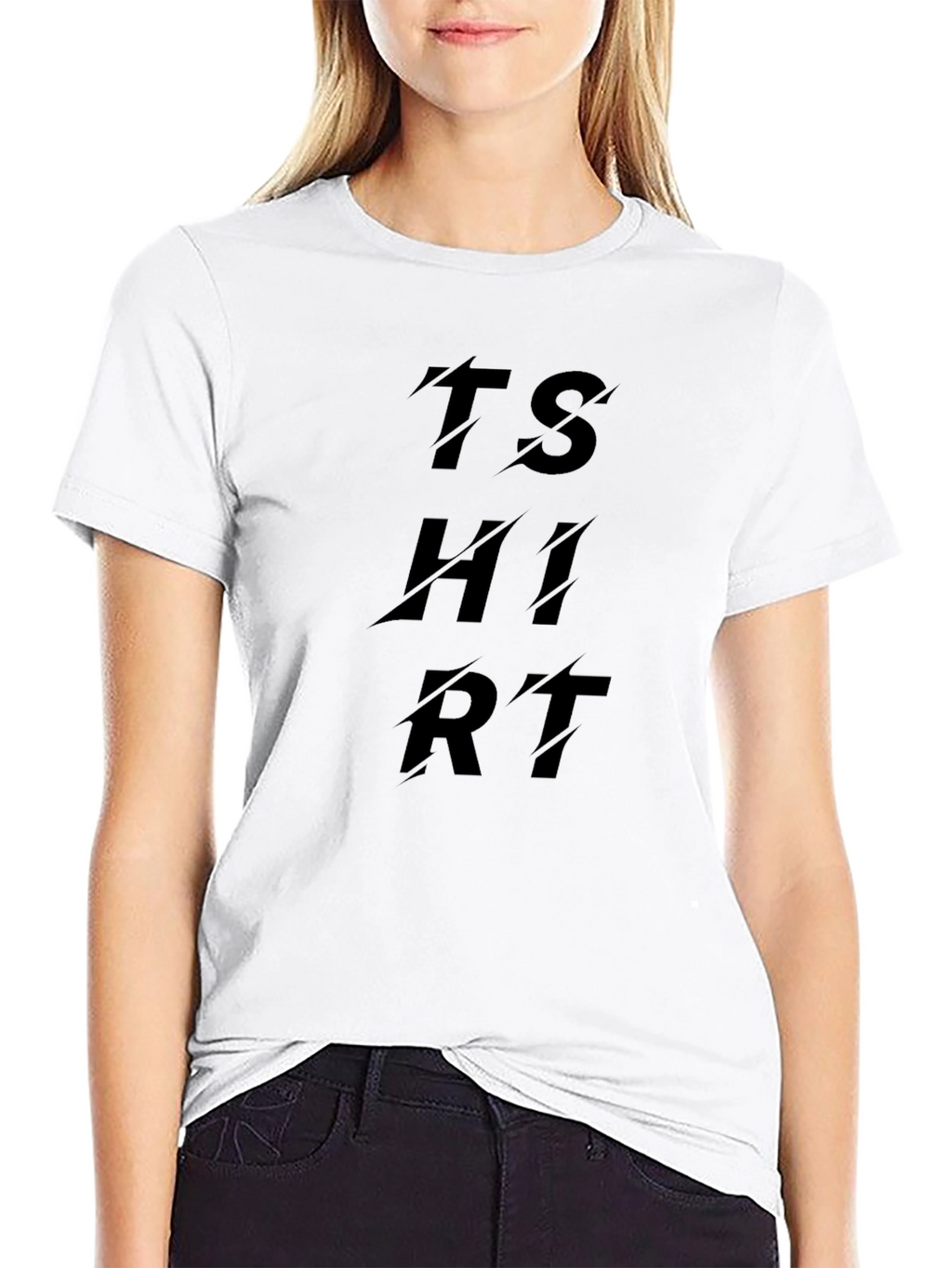 Black T-Shirt with Distressed TSHIRT Text Design