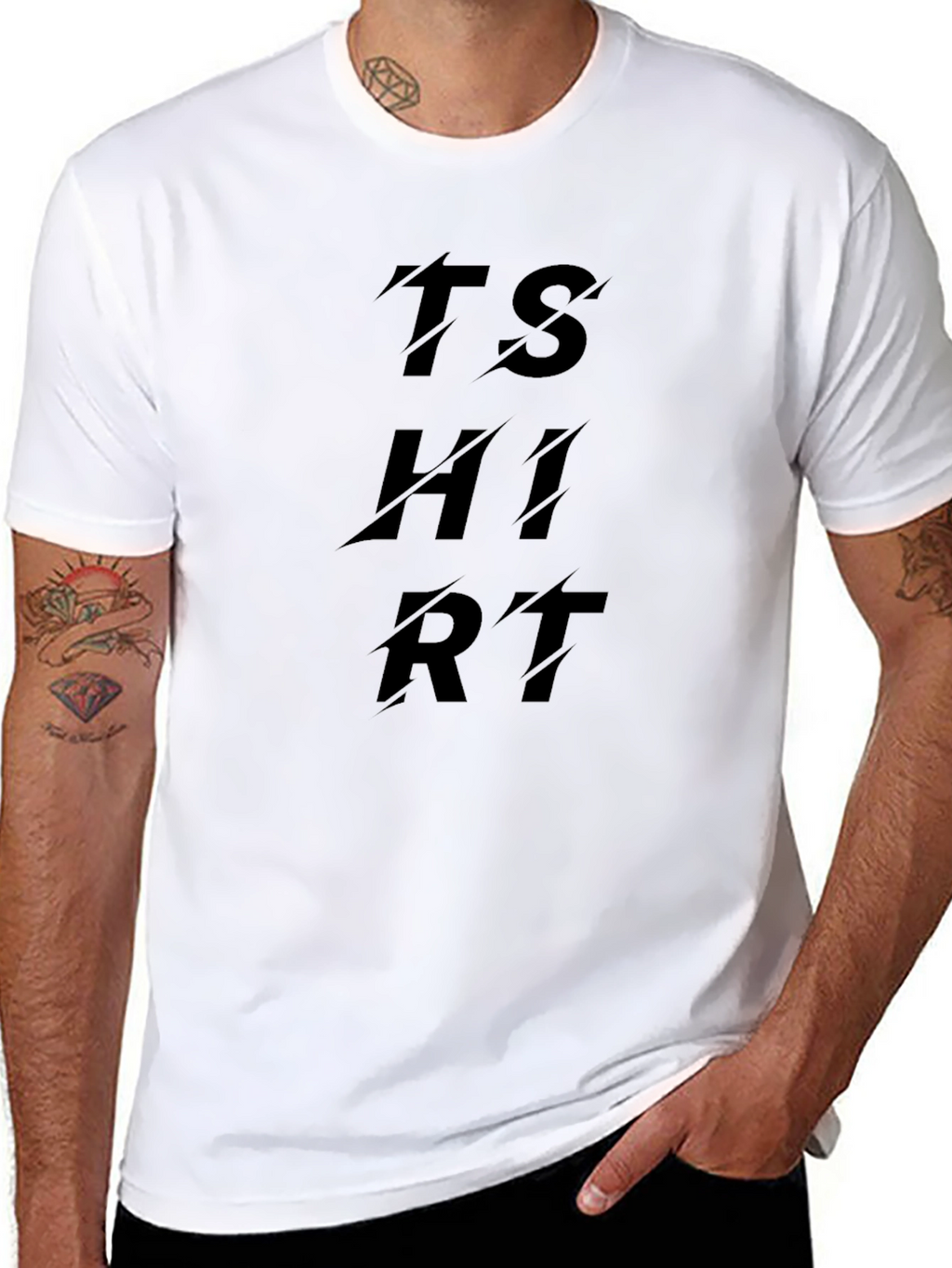 Black T-Shirt with Distressed TSHIRT Text Design