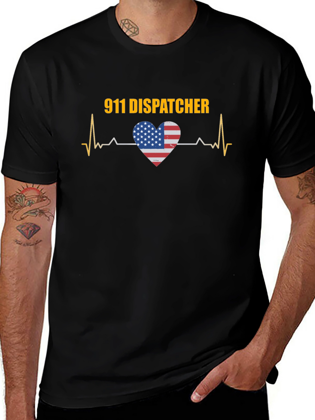911 Dispatcher USA Heartbeat T-Shirt