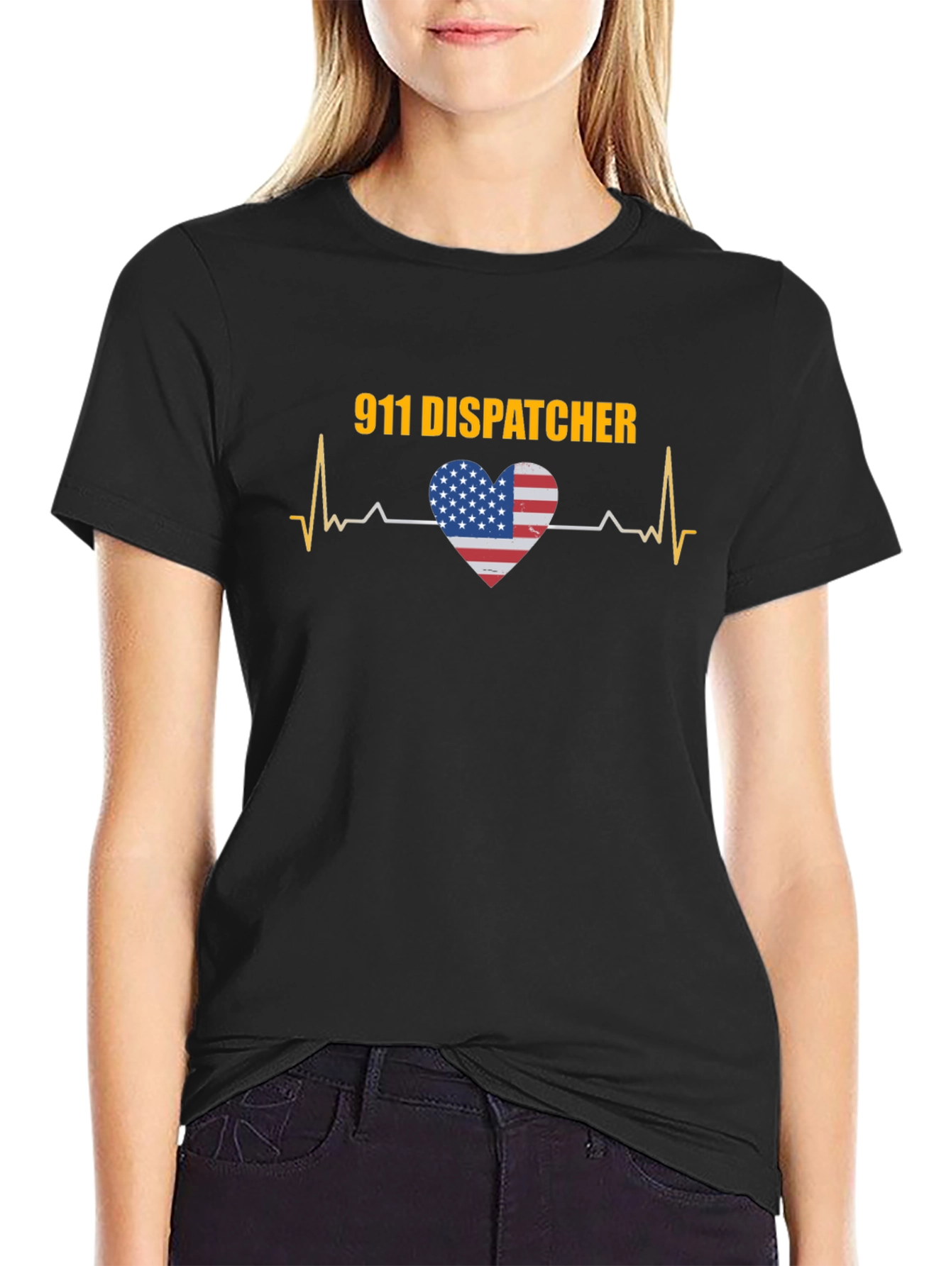 911 Dispatcher USA Heartbeat T-Shirt