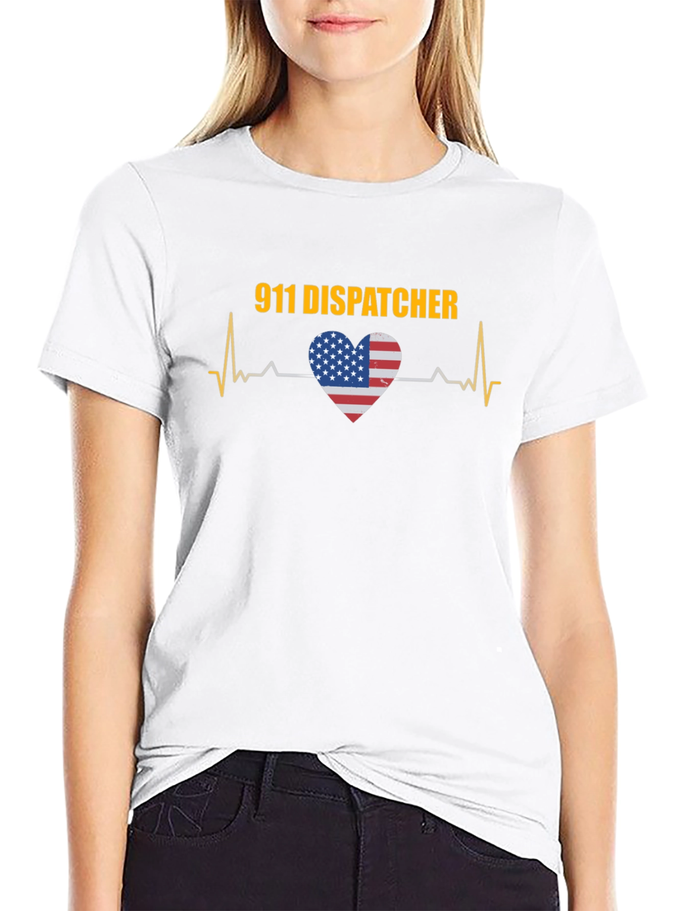 911 Dispatcher USA Heartbeat T-Shirt