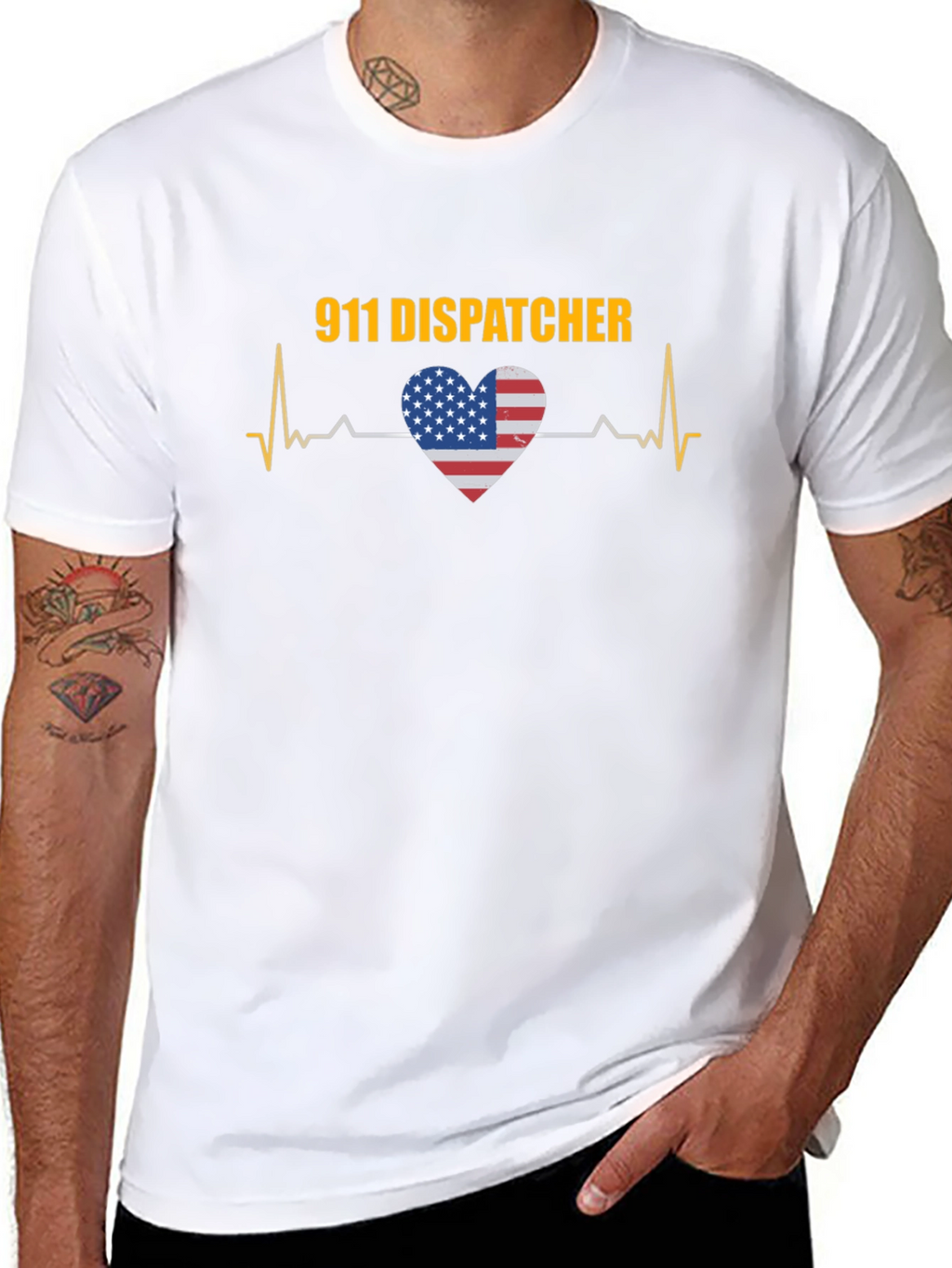911 Dispatcher USA Heartbeat T-Shirt