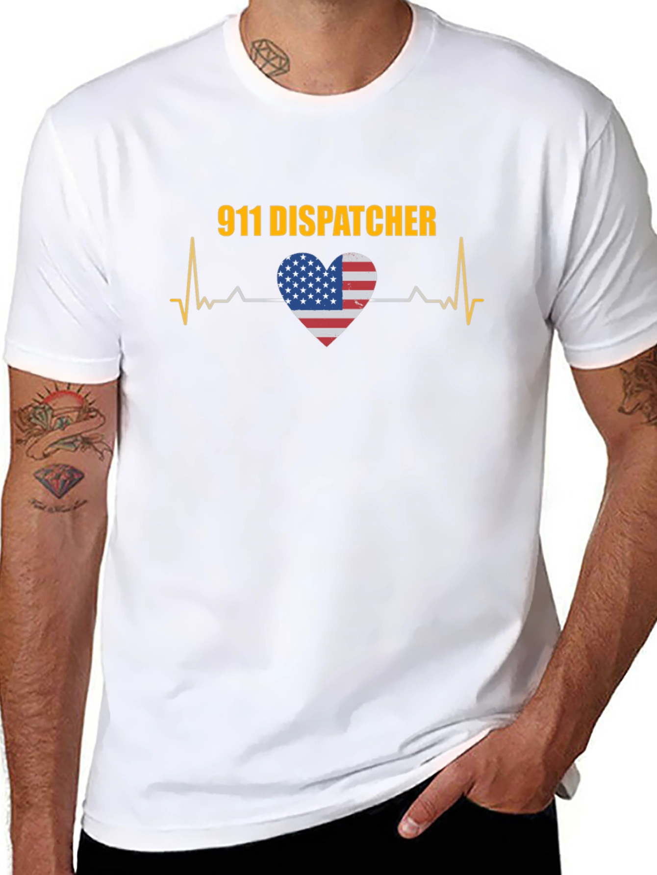 911 Dispatcher USA Heartbeat T-Shirt