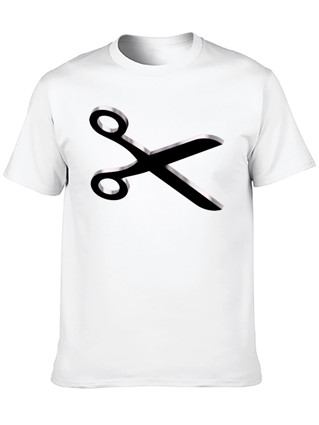 Stylish Scissors Graphic Tee - Black Cotton Blend
