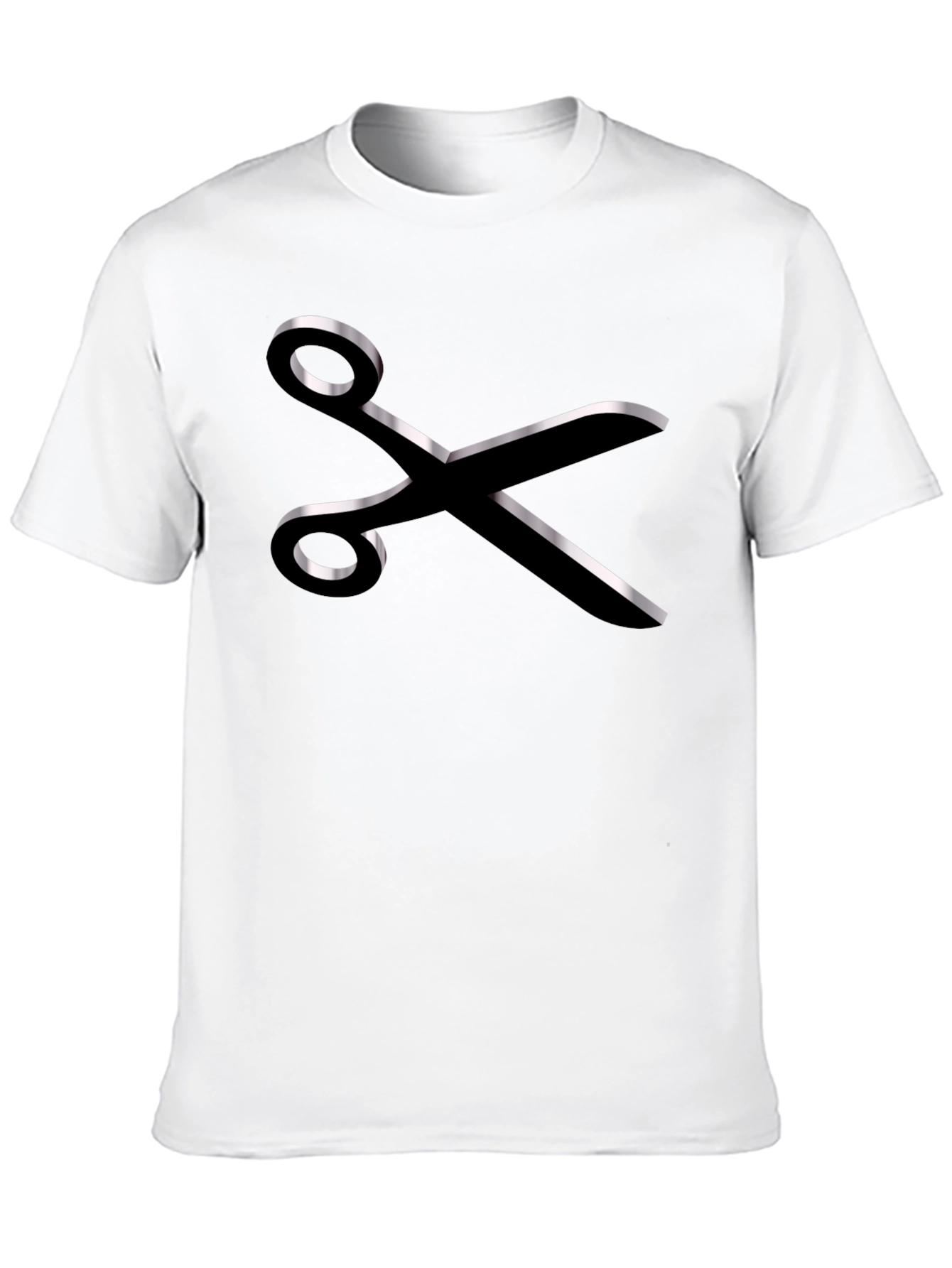 Stylish Scissors Graphic Tee - Black Cotton Blend