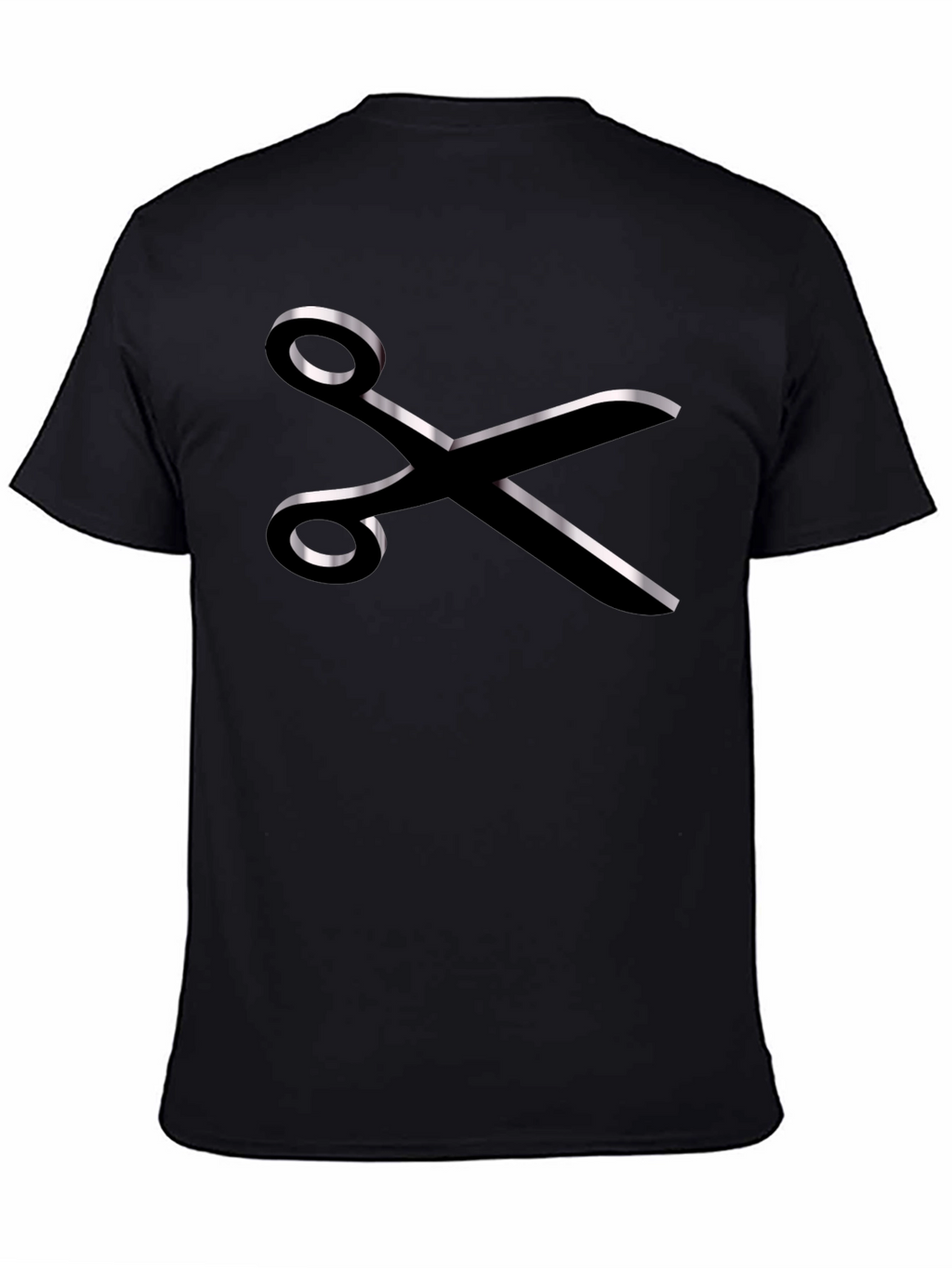 Stylish Scissors Graphic Tee - Black Cotton Blend