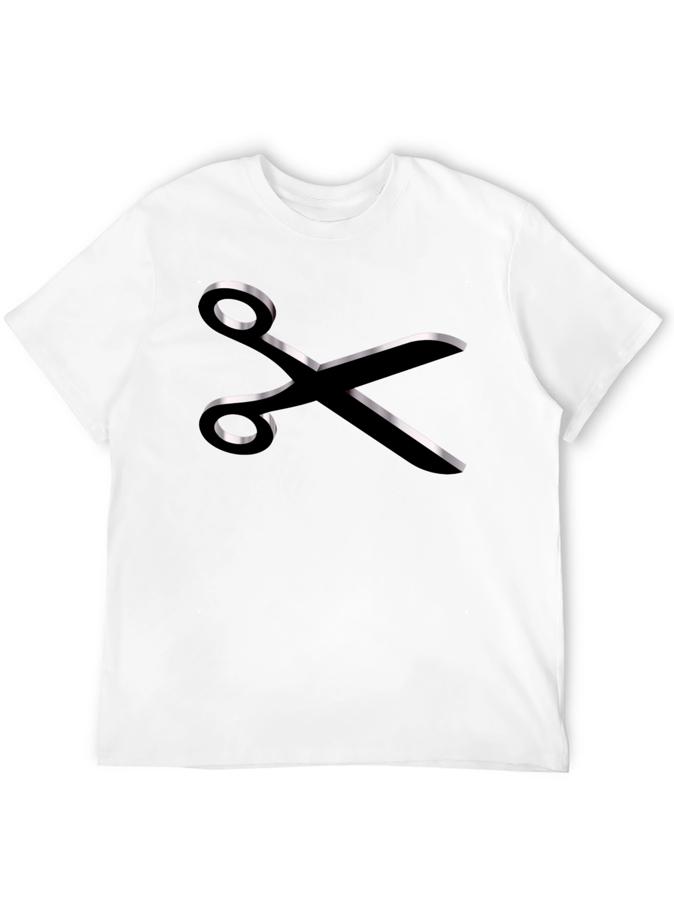 Stylish Scissors Graphic Tee - Black Cotton Blend