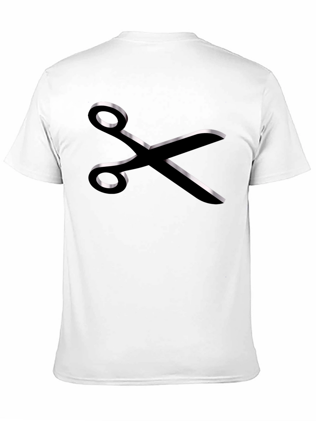 Stylish Scissors Graphic Tee - Black Cotton Blend