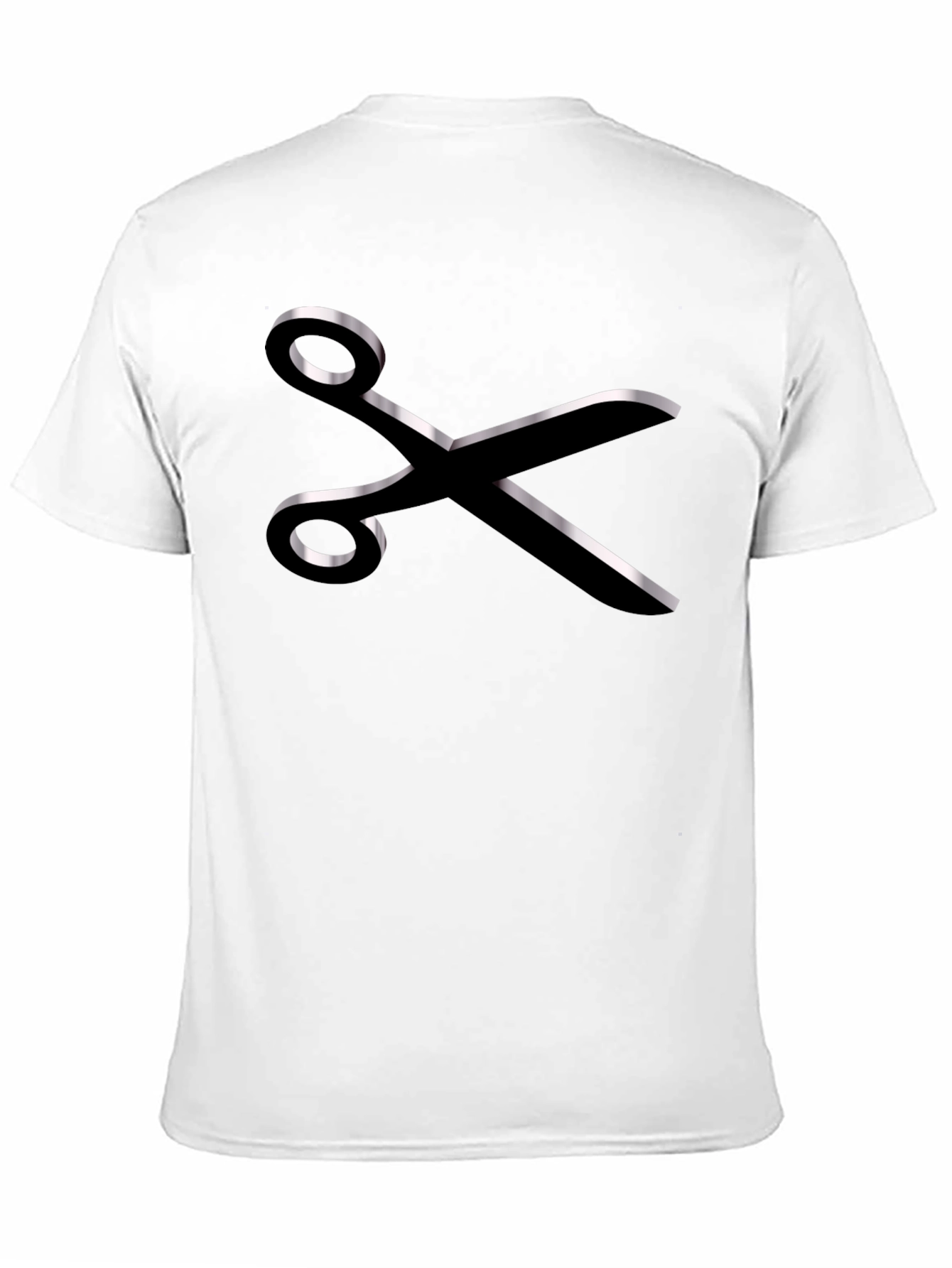 Stylish Scissors Graphic Tee - Black Cotton Blend