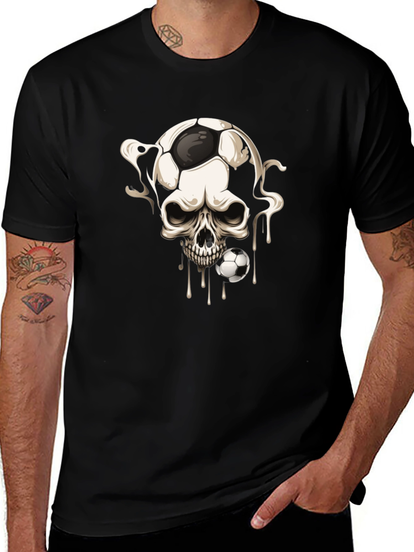 Skull Football Graphic Tee - Black