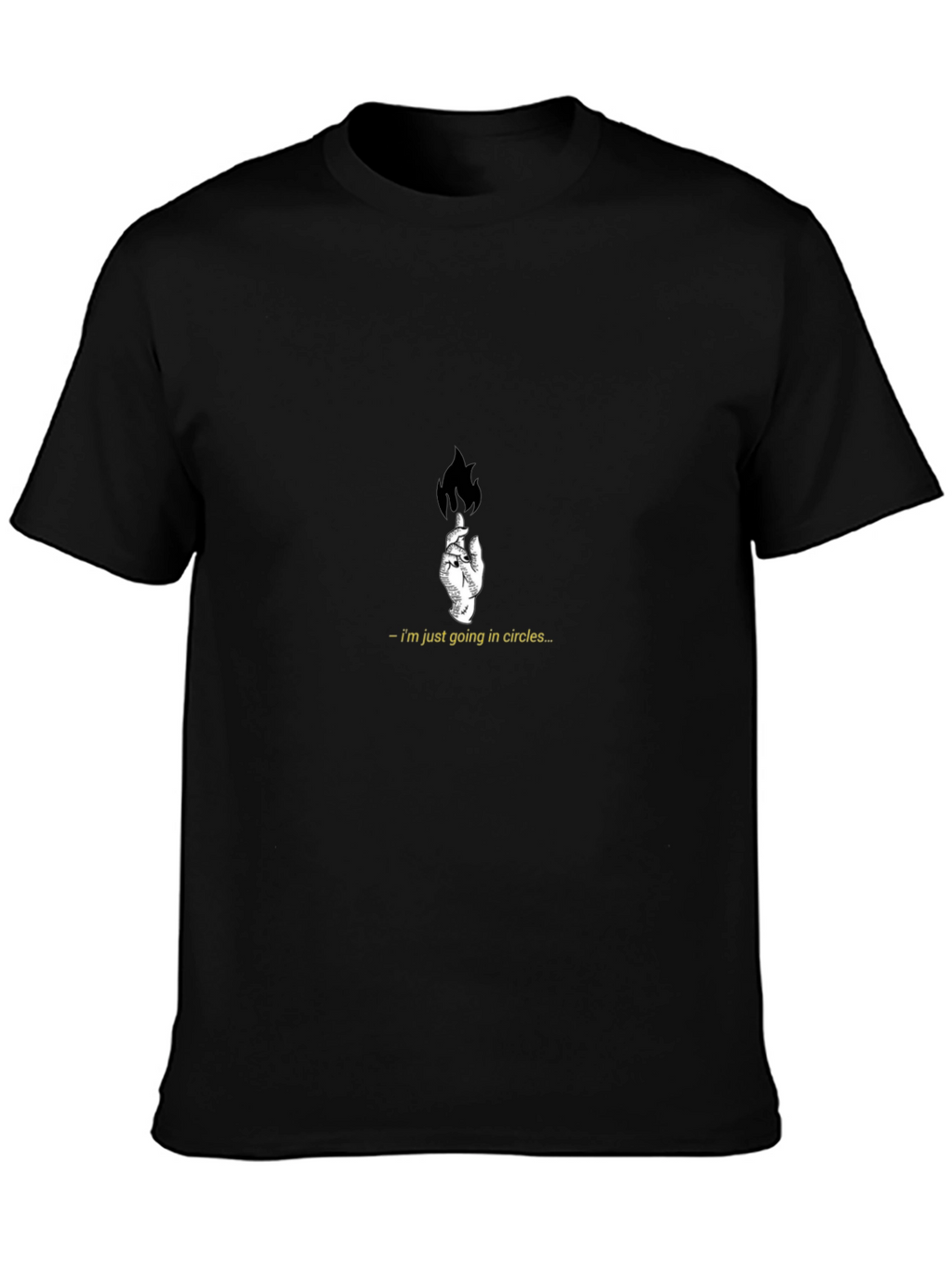 Mens Black T-Shirt with Hand and Flame Graphic
