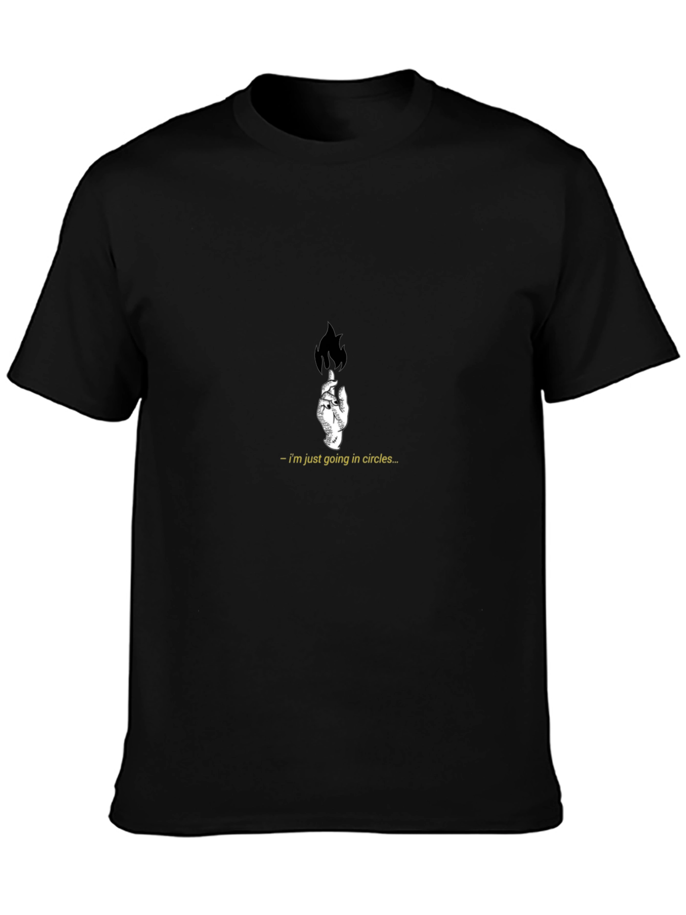 Mens Black T-Shirt with Hand and Flame Graphic