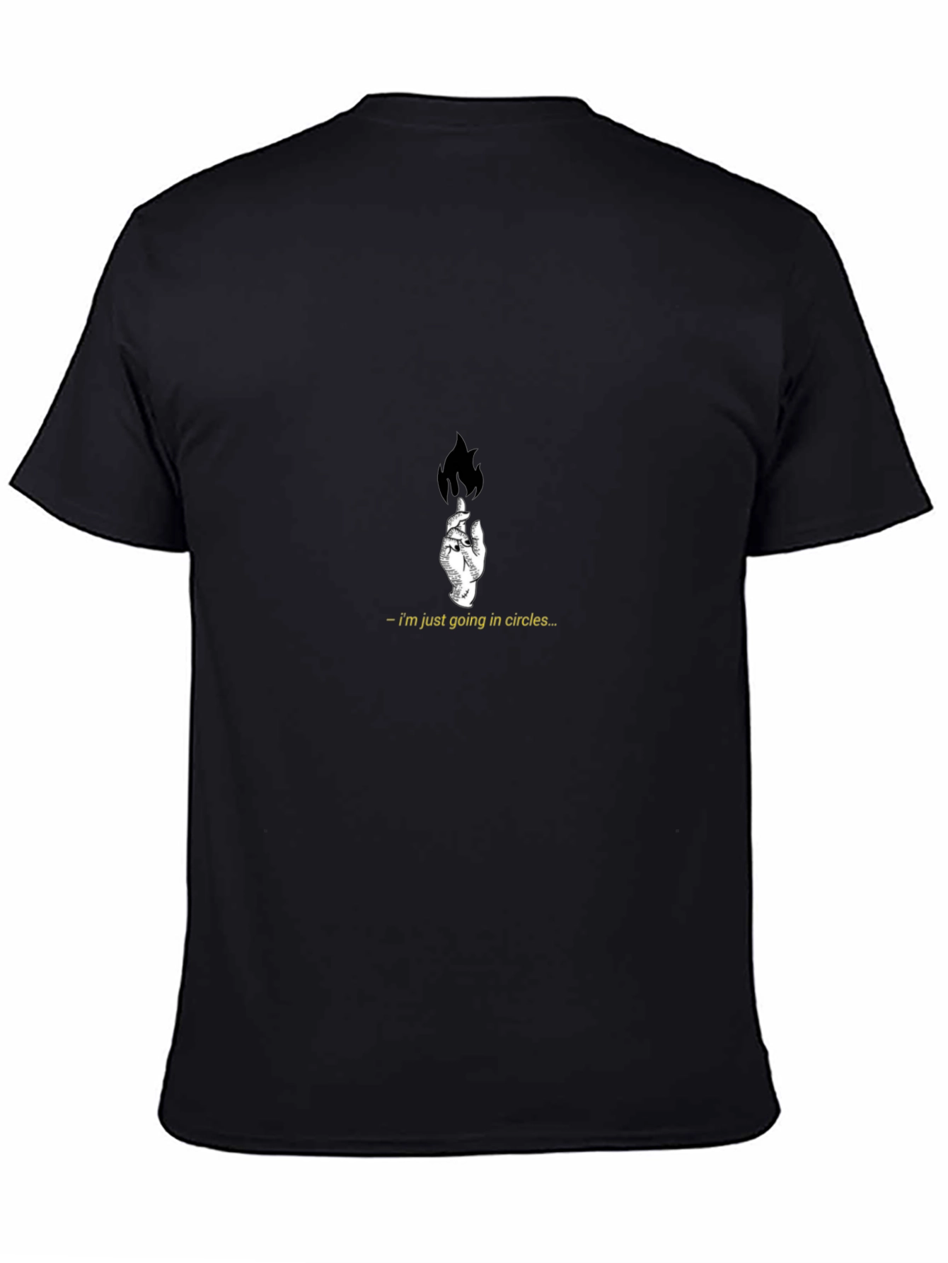 Mens Black T-Shirt with Hand and Flame Graphic