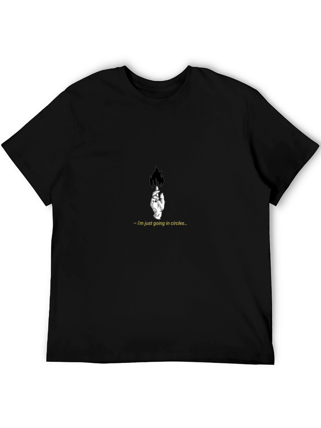 Mens Black T-Shirt with Hand and Flame Graphic
