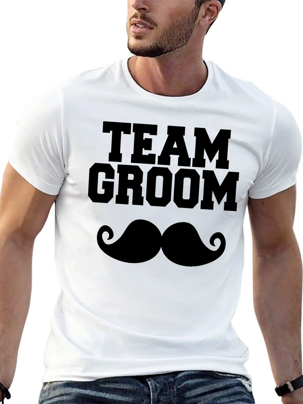 Team Groom Mustache Graphic T-Shirt
