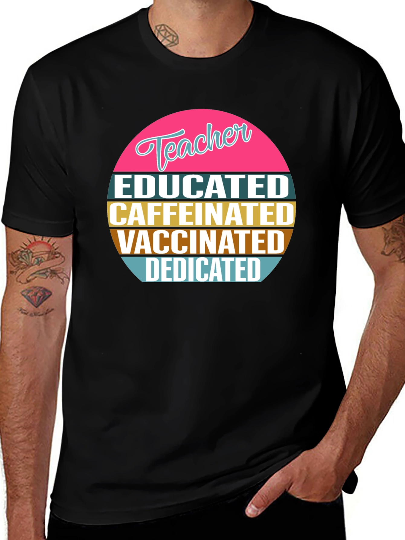 Educated Caffeinated Vaccinated Teacher T-Shirt