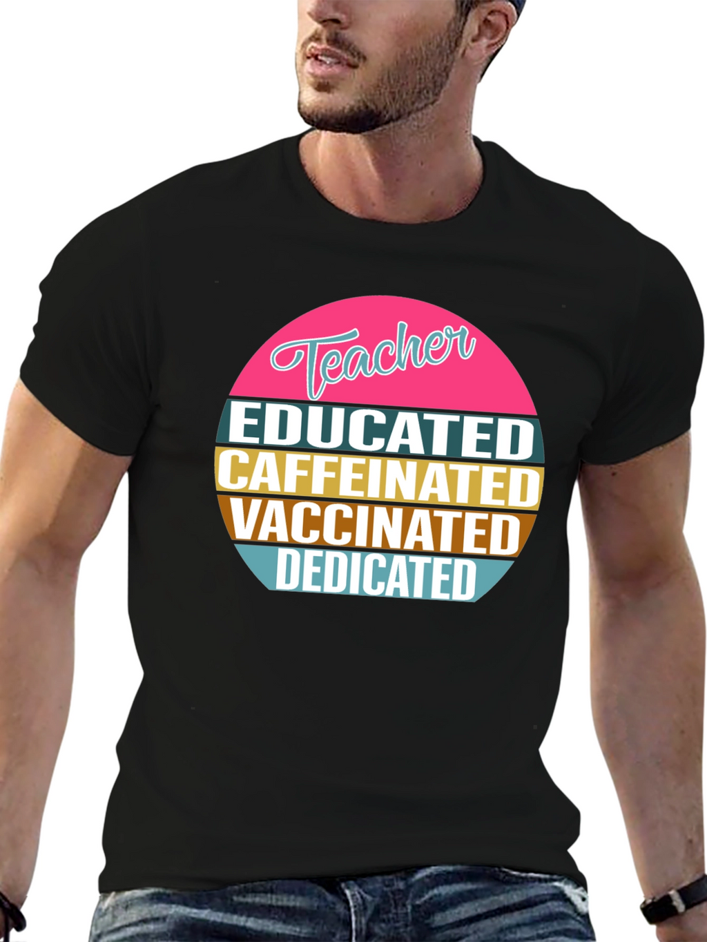 Educated Caffeinated Vaccinated Teacher T-Shirt