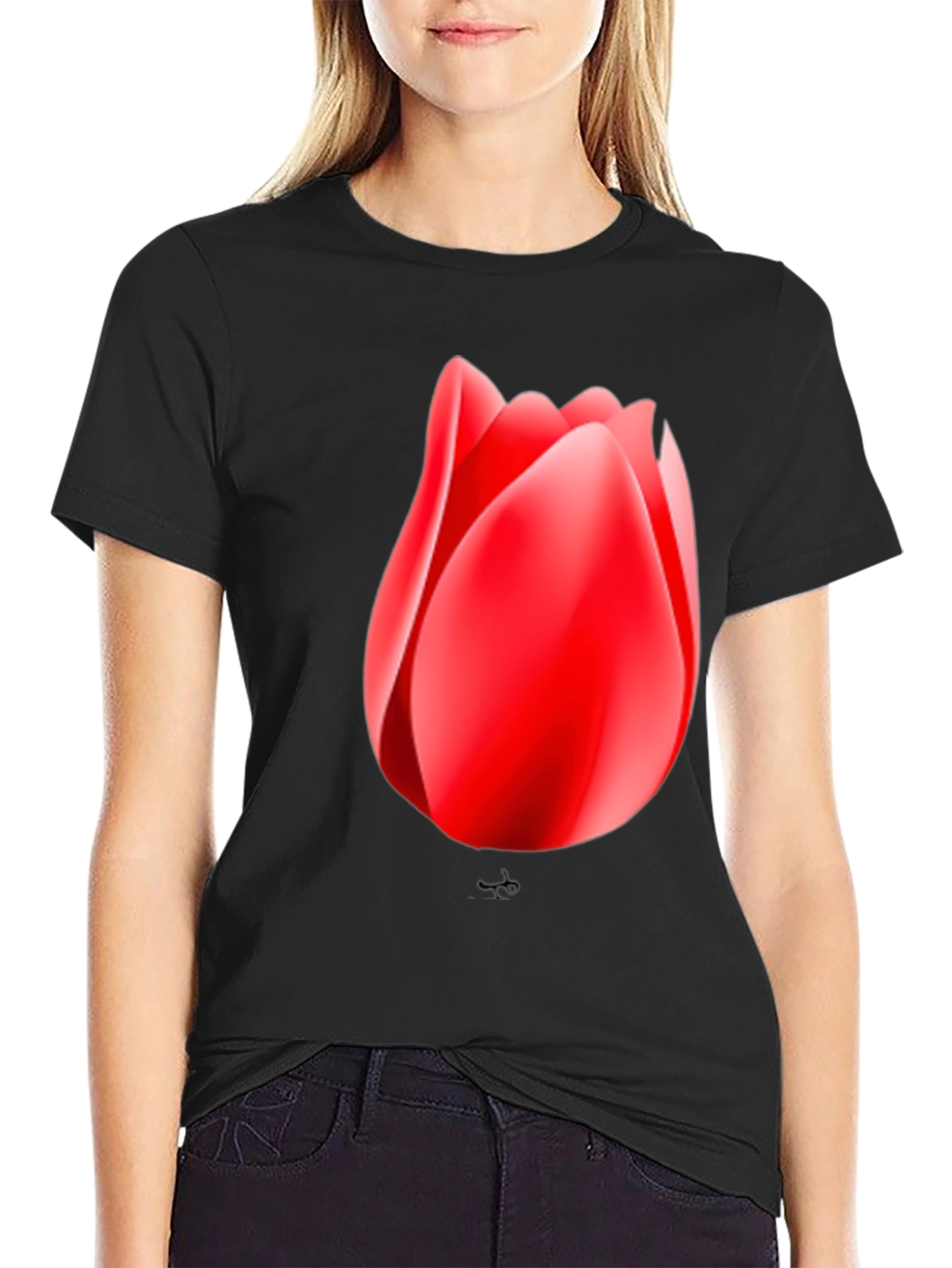 Tulip Graphic Black T-Shirt