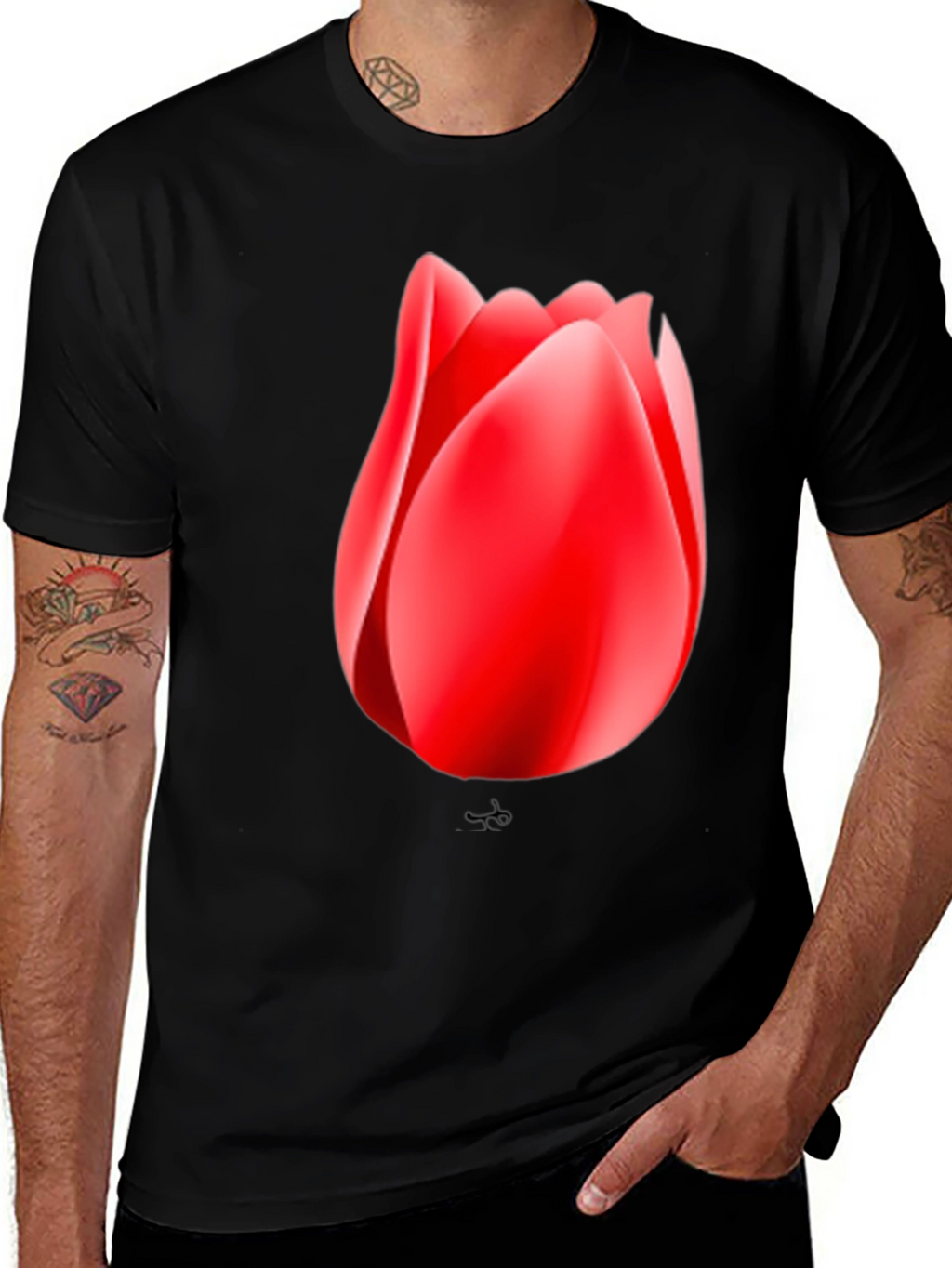Tulip Graphic Black T-Shirt