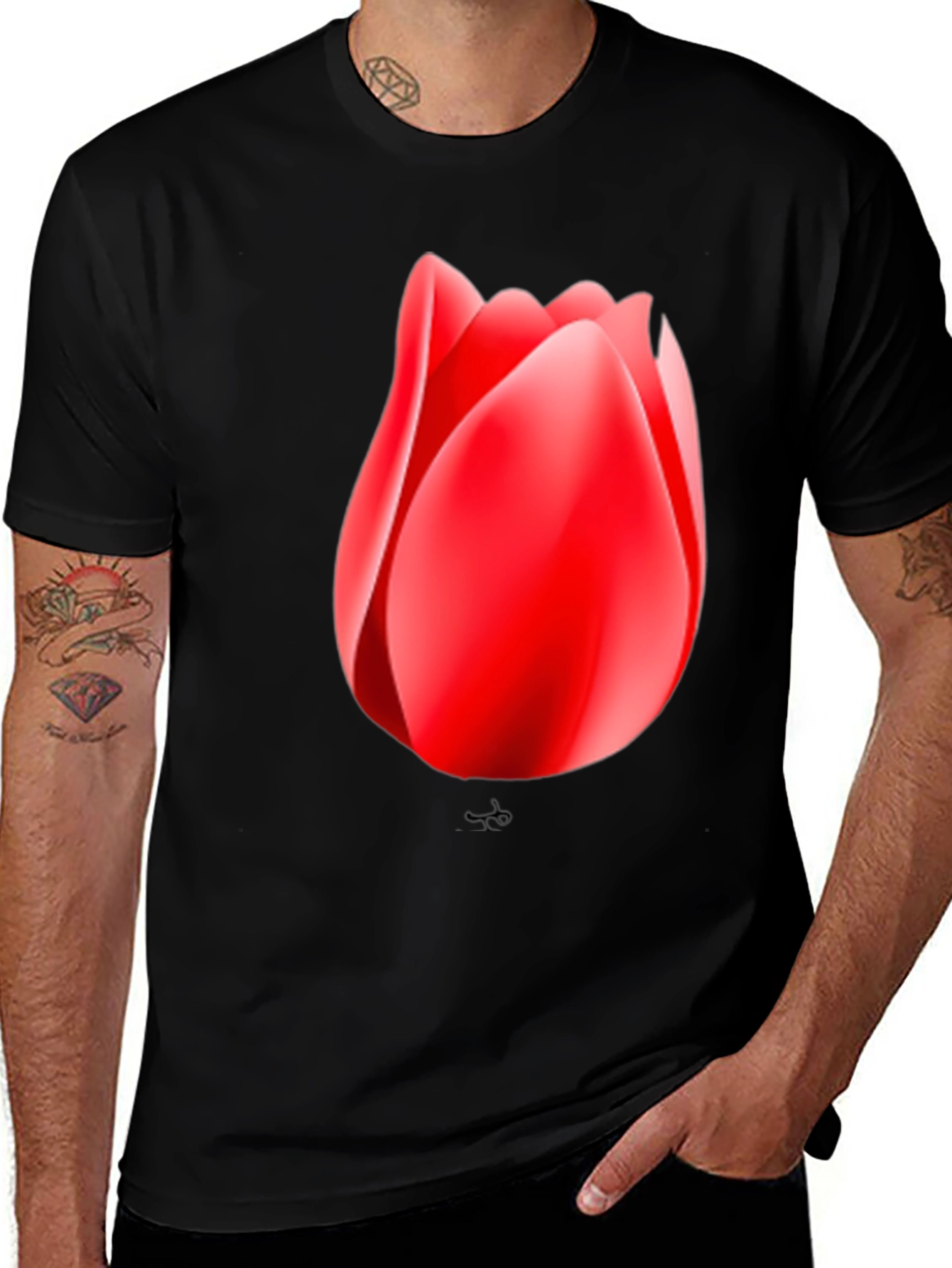 Tulip Graphic Black T-Shirt