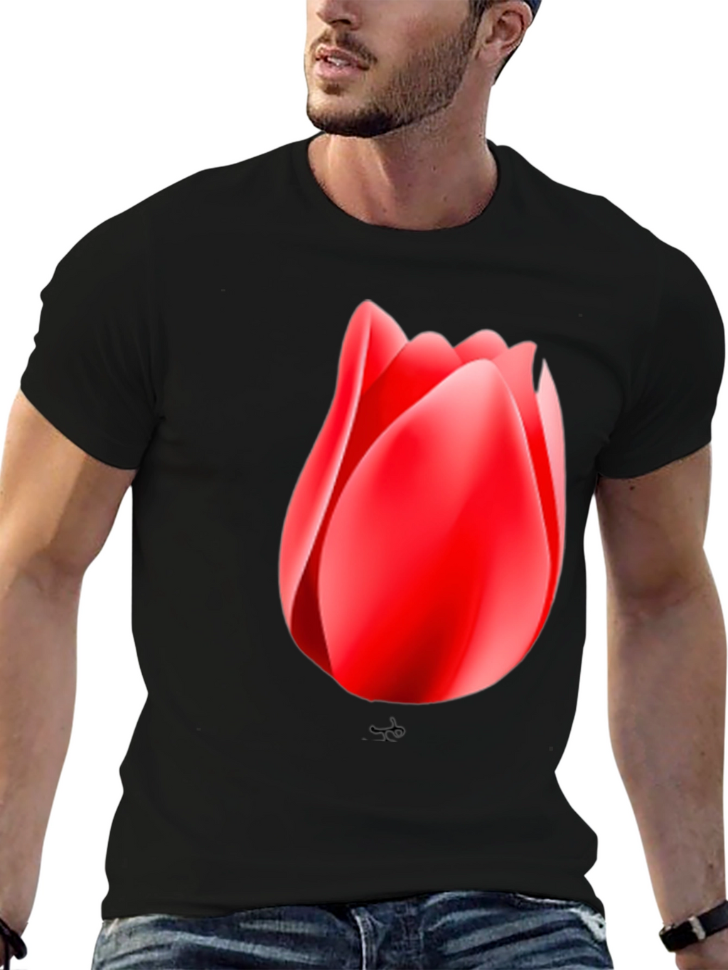Tulip Graphic Black T-Shirt
