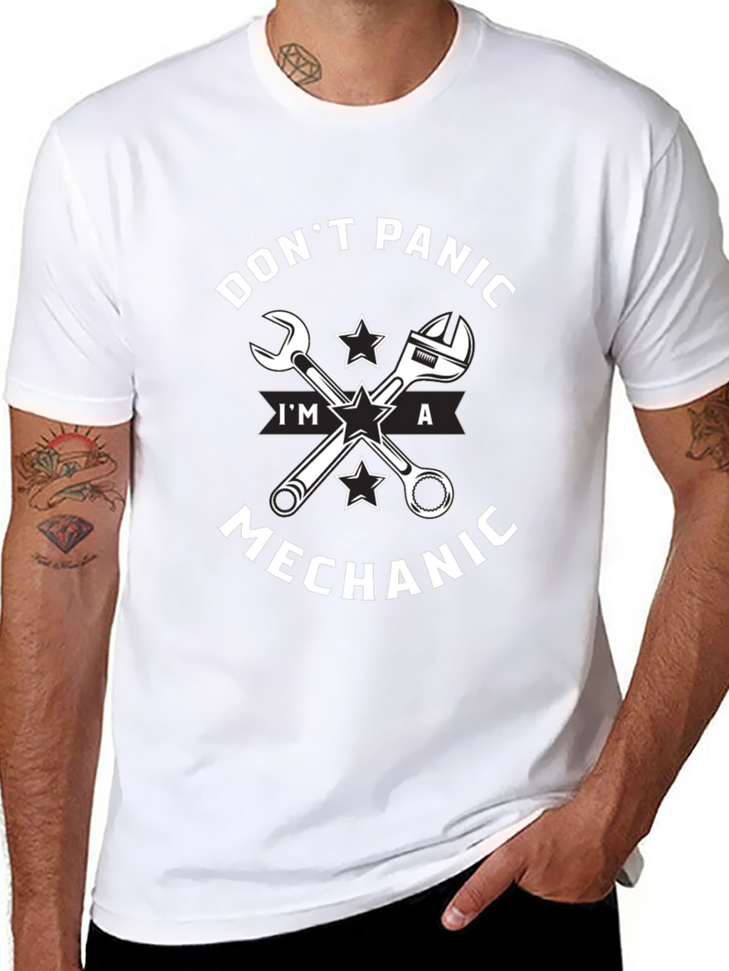 Dont Panic Im a Mechanic Black T-Shirt