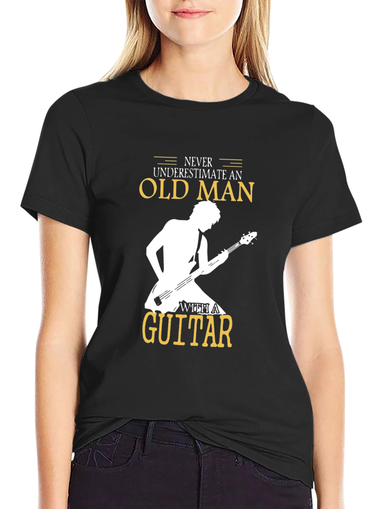 Never Underestimate Old Man Guitar T-Shirt