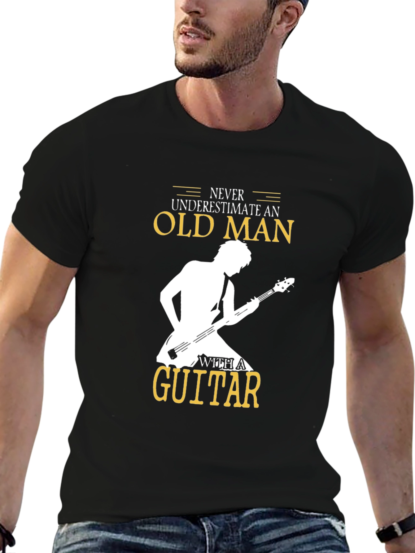 Never Underestimate Old Man Guitar T-Shirt