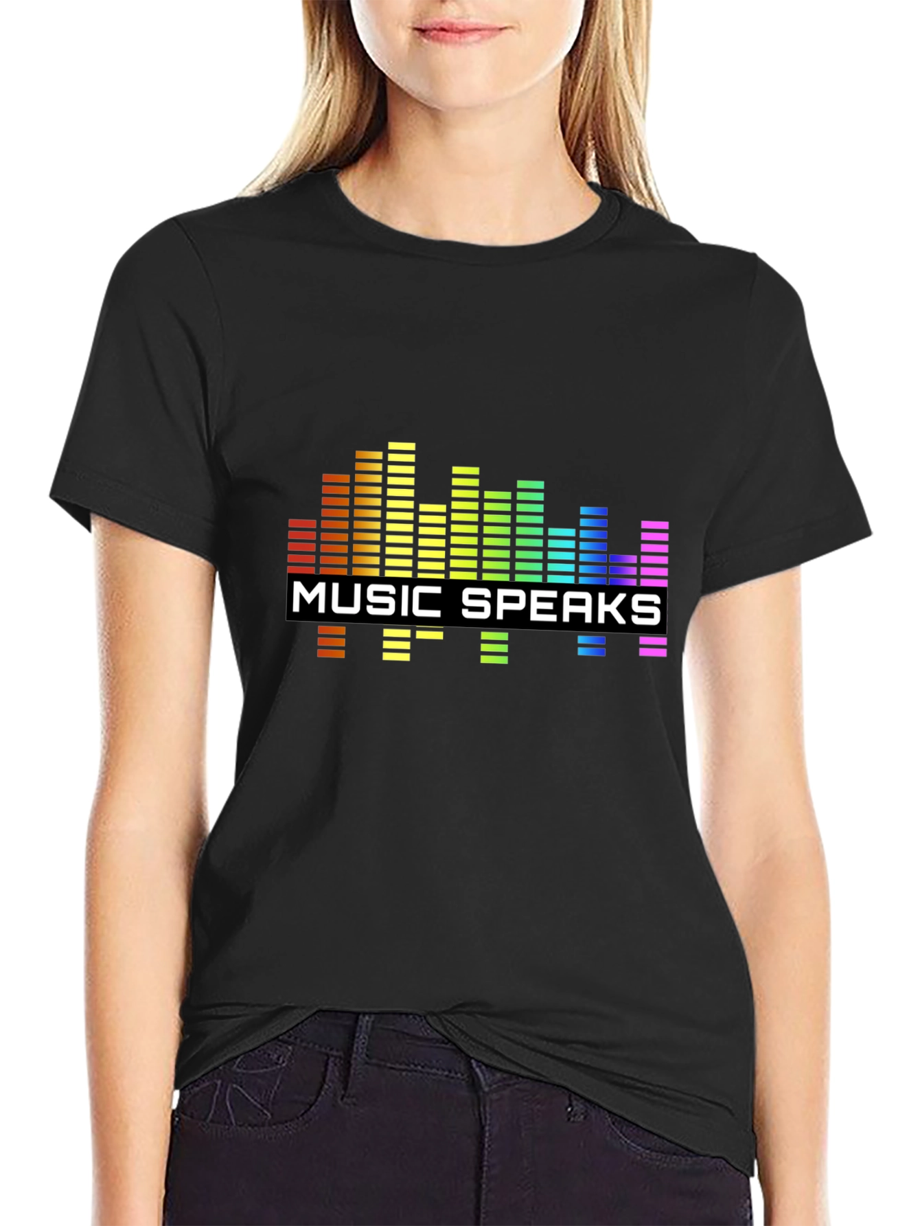 Music Speaks Graphic Black T-Shirt