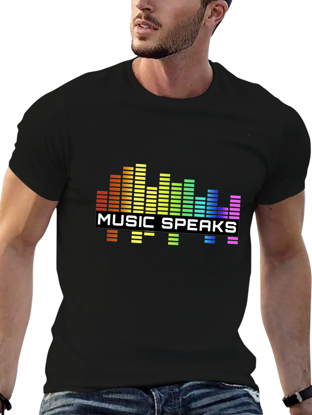 Music Speaks Graphic Black T-Shirt