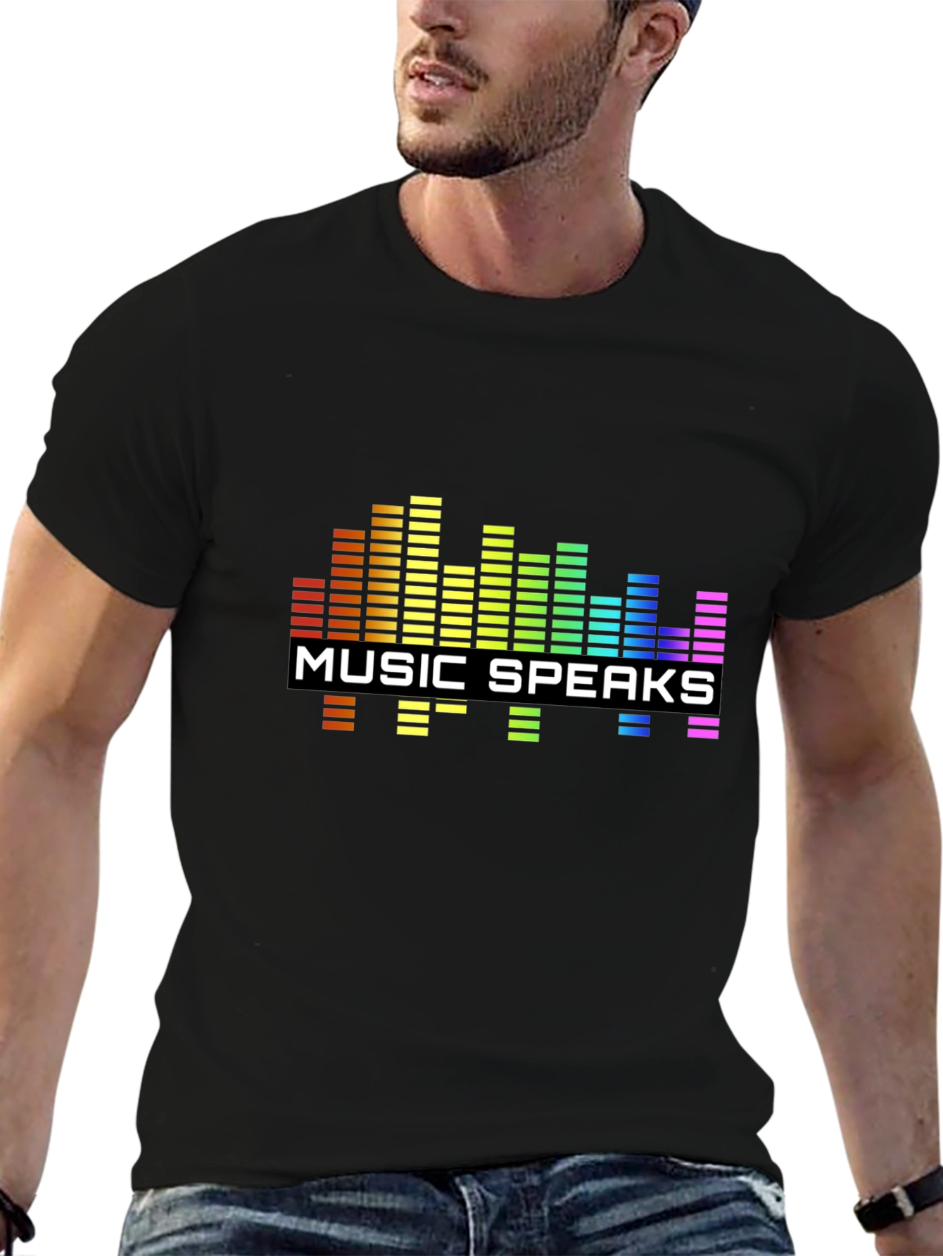 Music Speaks Graphic Black T-Shirt