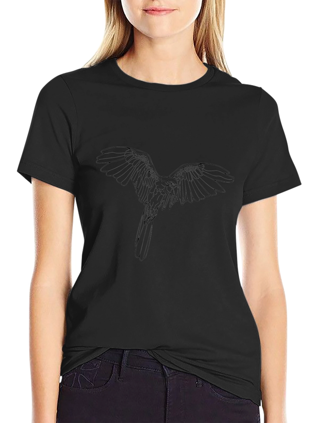 Mens Black T-Shirt with Bird Design
