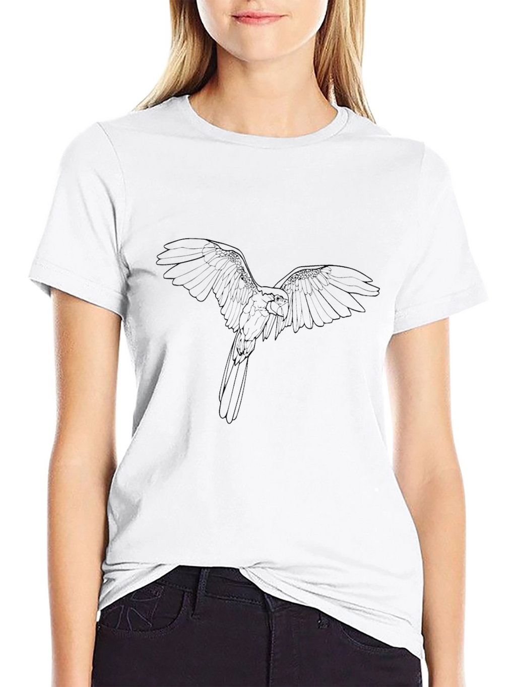 Mens Black T-Shirt with Bird Design