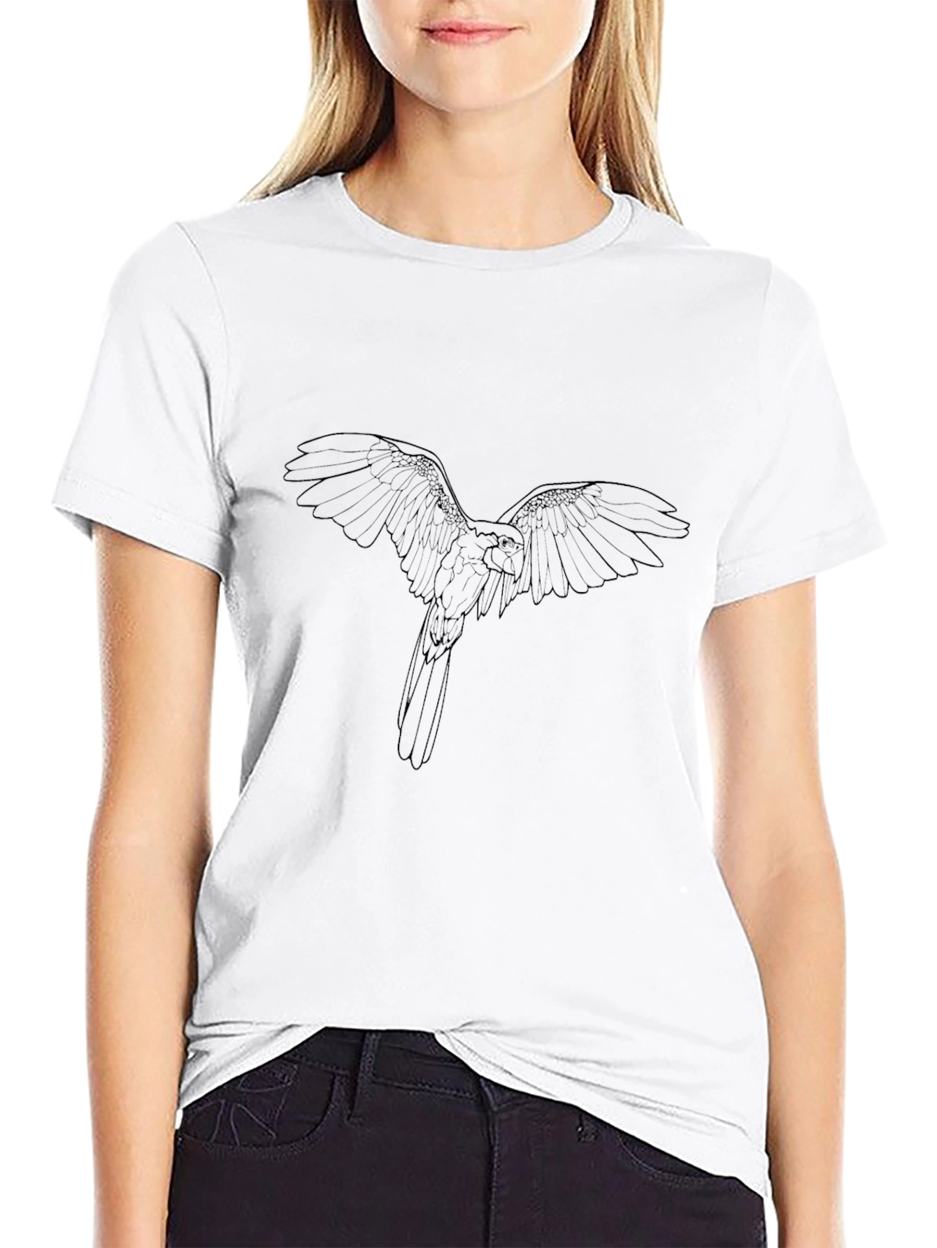Mens Black T-Shirt with Bird Design