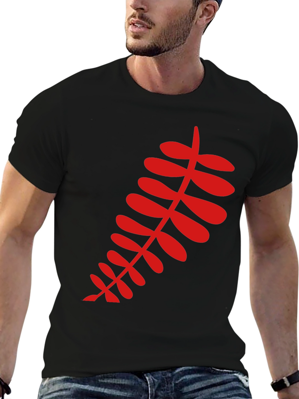 Red Fern Graphic Black T-Shirt