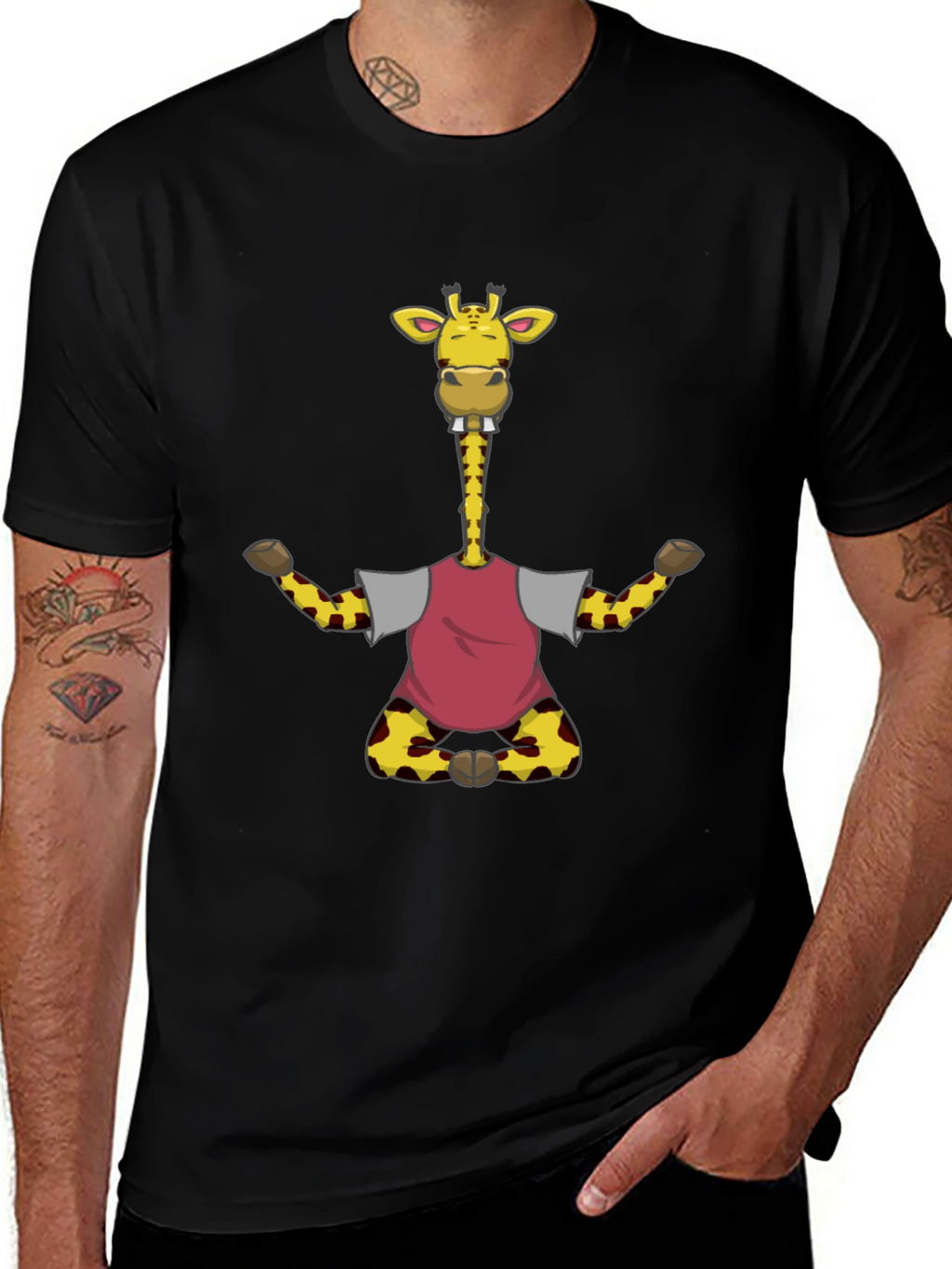 Funny Giraffe T-Shirt - Mens Black Tee