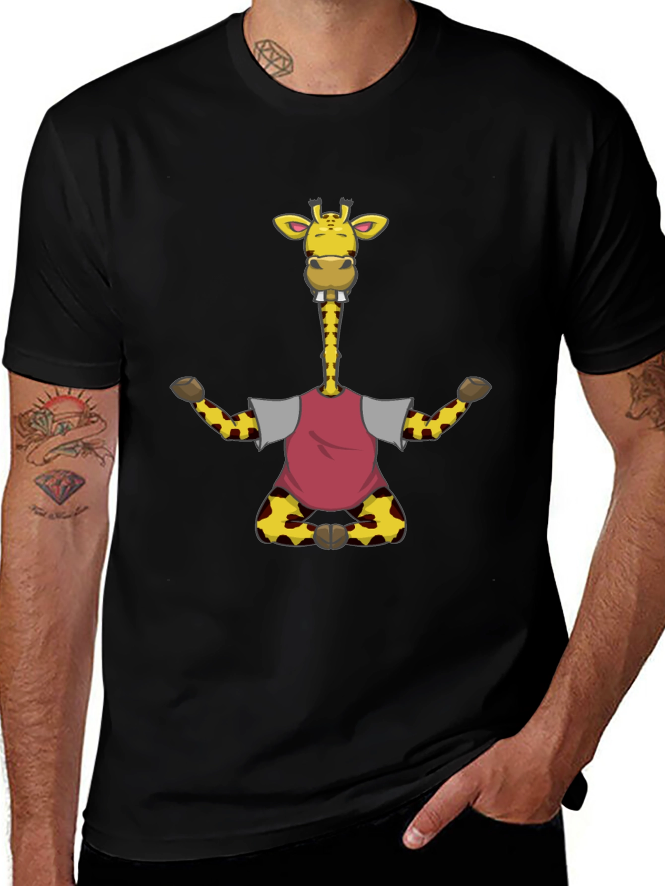 Funny Giraffe T-Shirt - Mens Black Tee