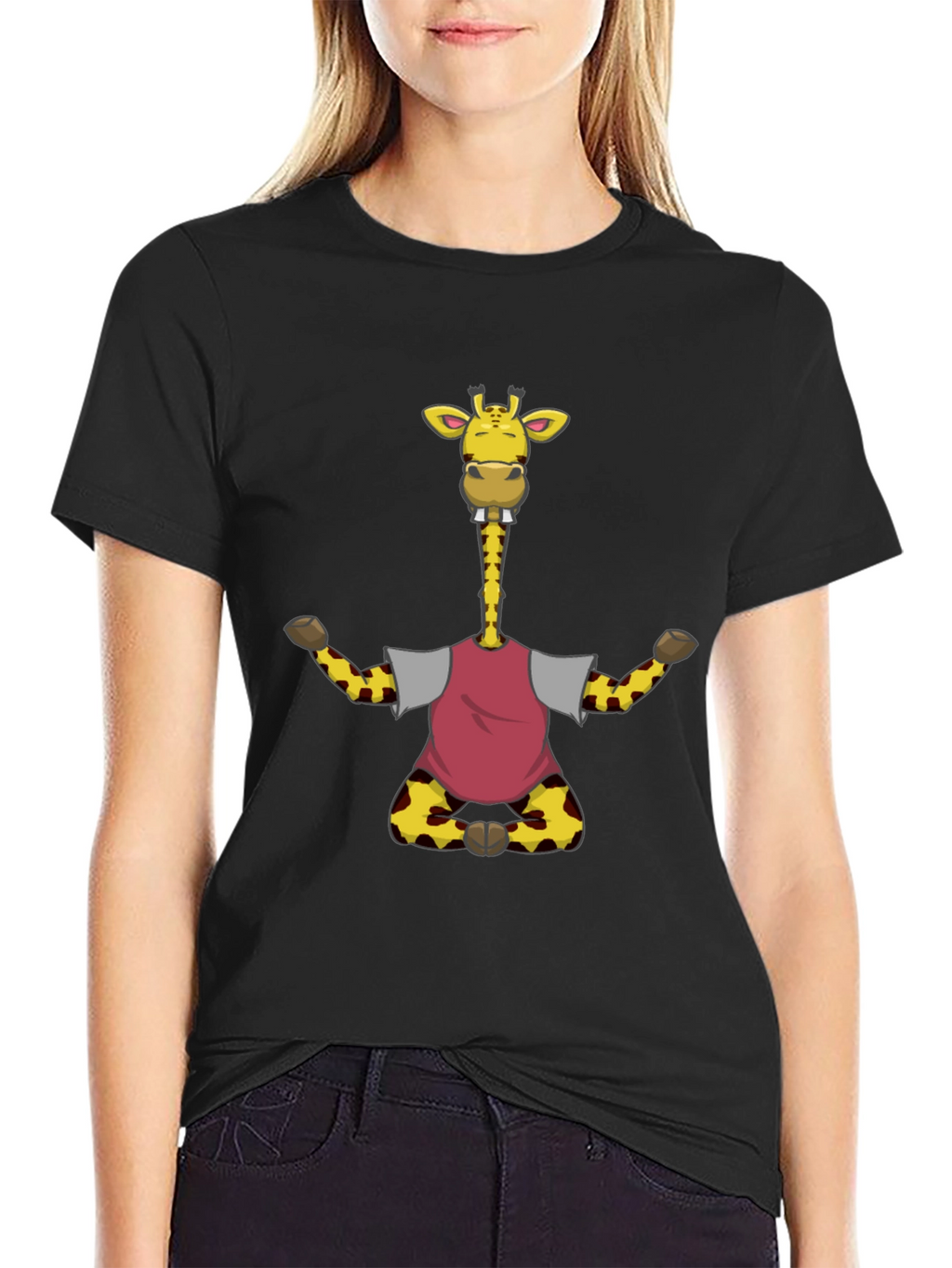 Funny Giraffe T-Shirt - Mens Black Tee