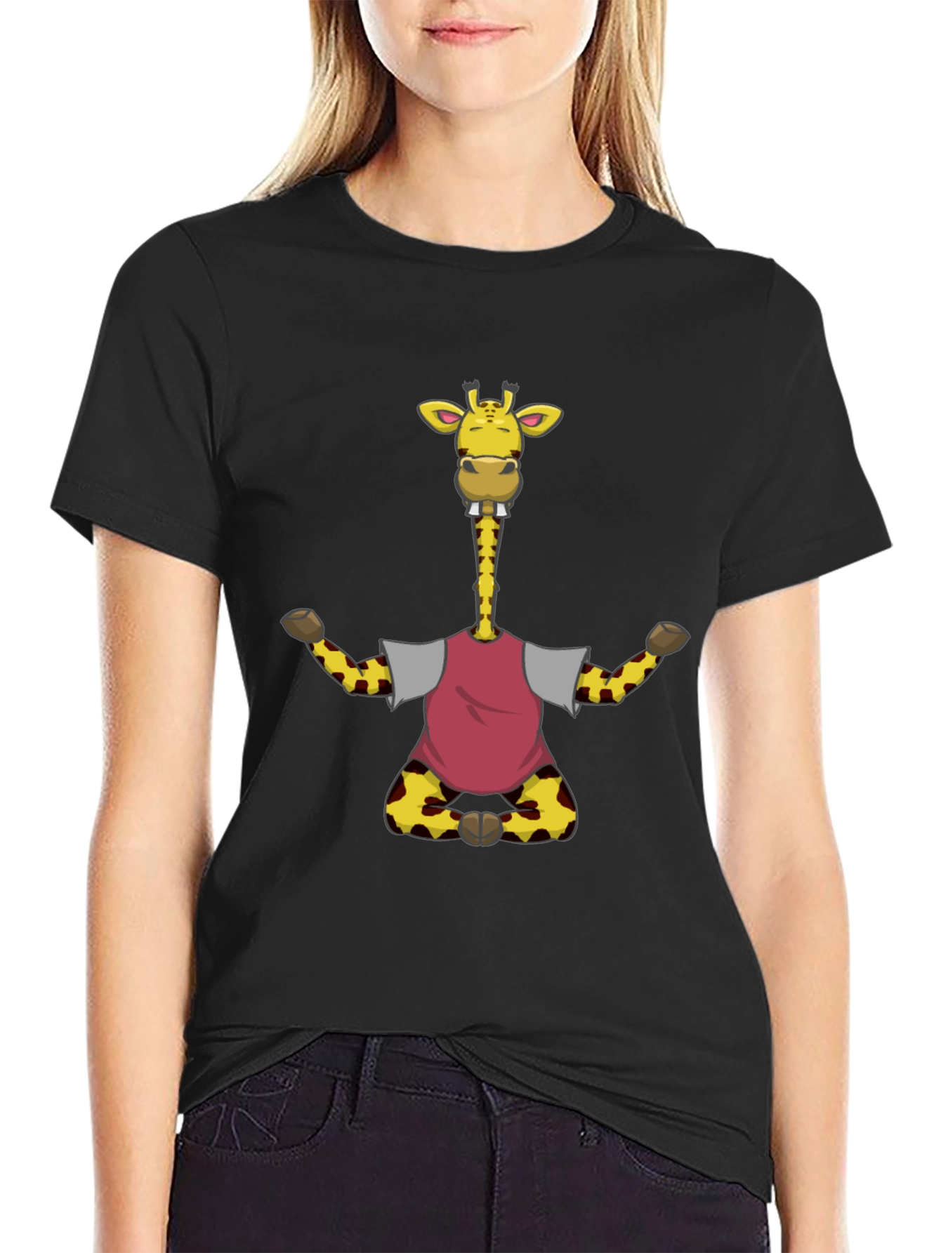 Funny Giraffe T-Shirt - Mens Black Tee