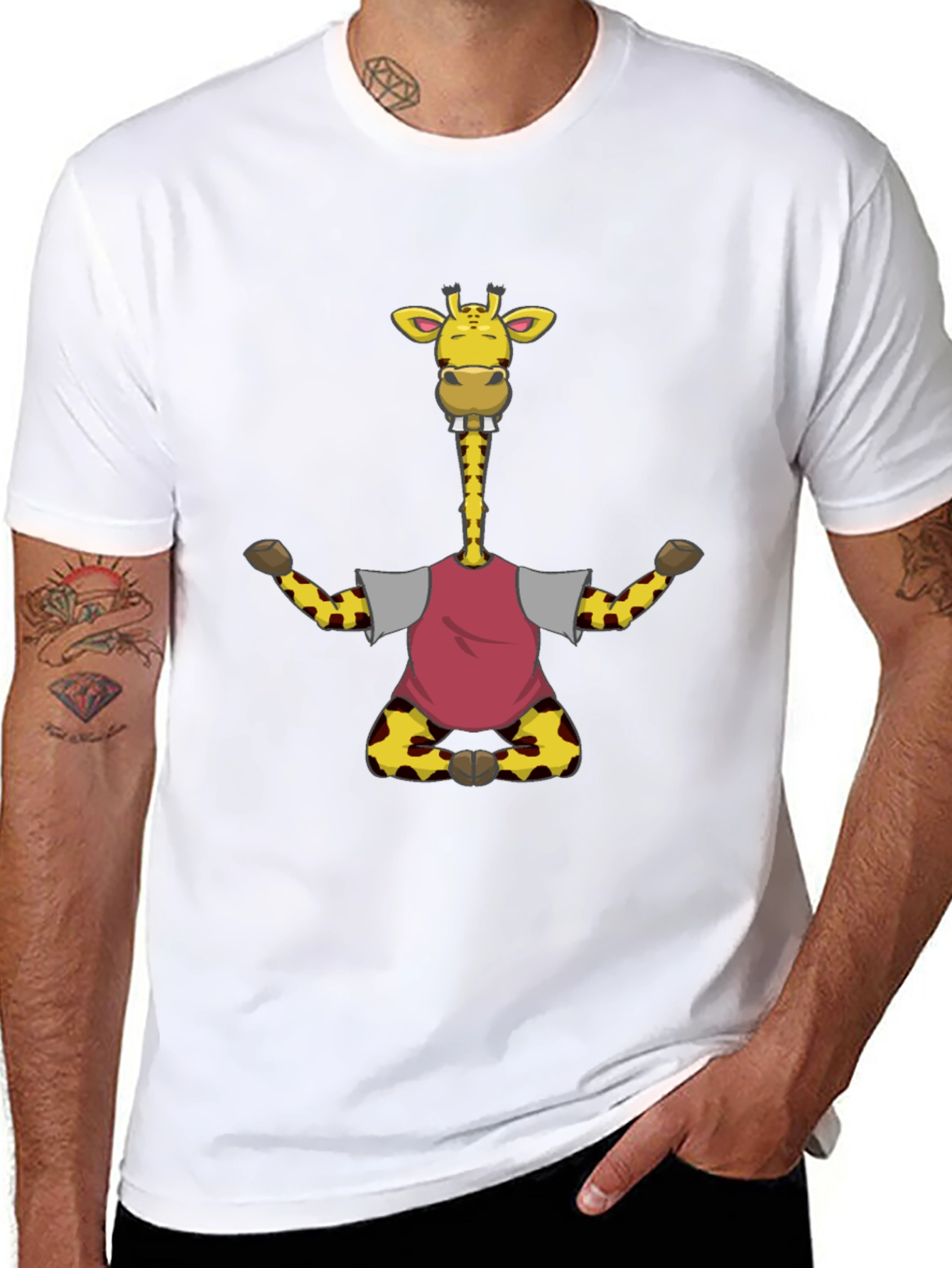 Funny Giraffe T-Shirt - Mens Black Tee