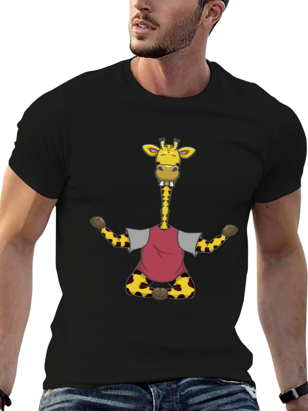 Funny Giraffe T-Shirt - Mens Black Tee